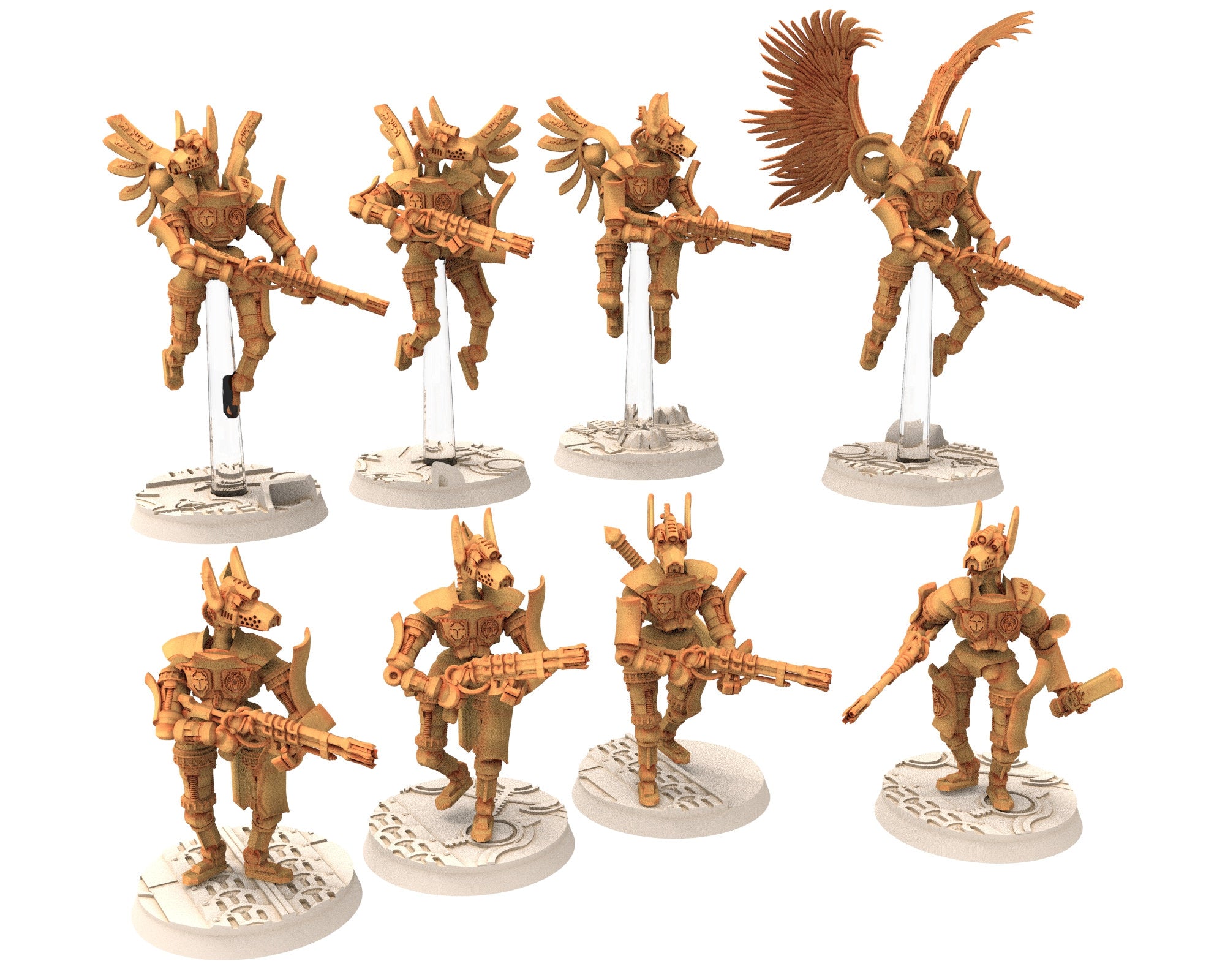 Cinan - Anubis - Peret - Pharmouti : Line, Battle Drone, space robot guardians of the Necropolis, modular posable miniatures