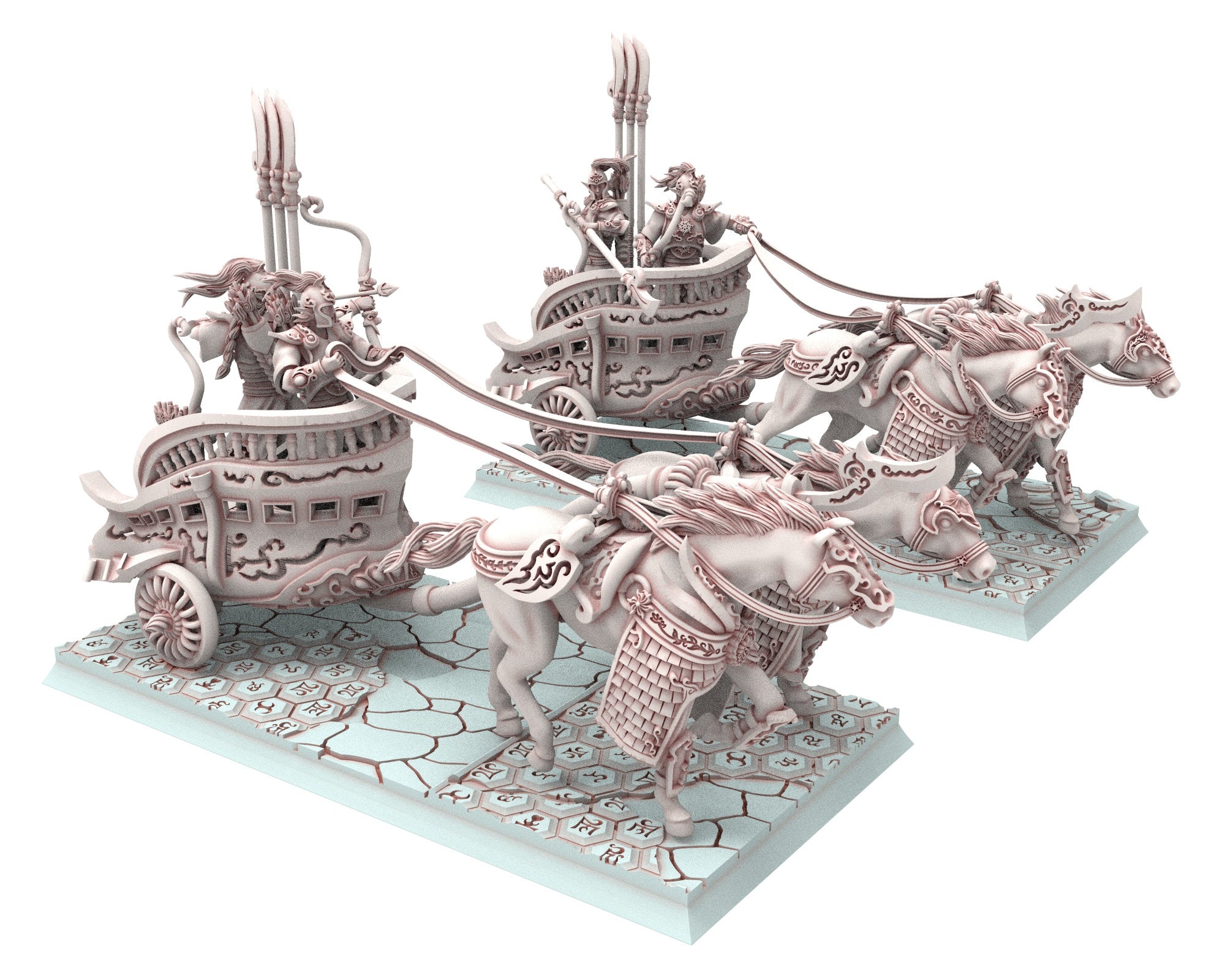 Hight Elves - 32mm x3 Chariots Bundle, Fantasy elves, Insular Kingdom usable for 9th Age, Fantasy Battle, Oldhammer, King of war, D&D