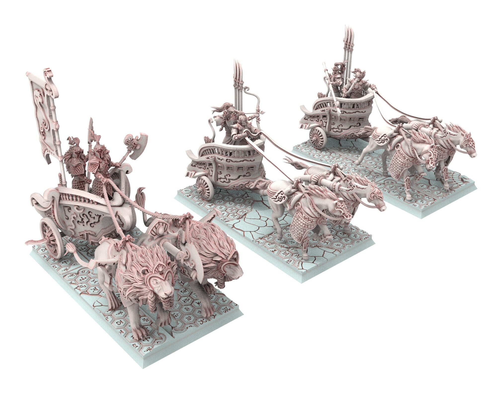 Hight Elves - 28mm x3 Chariots Bundle, Fantasy elves, Insular Kingdom usable for 9th Age, Fantasy Battle, Oldhammer, King of war, D&D