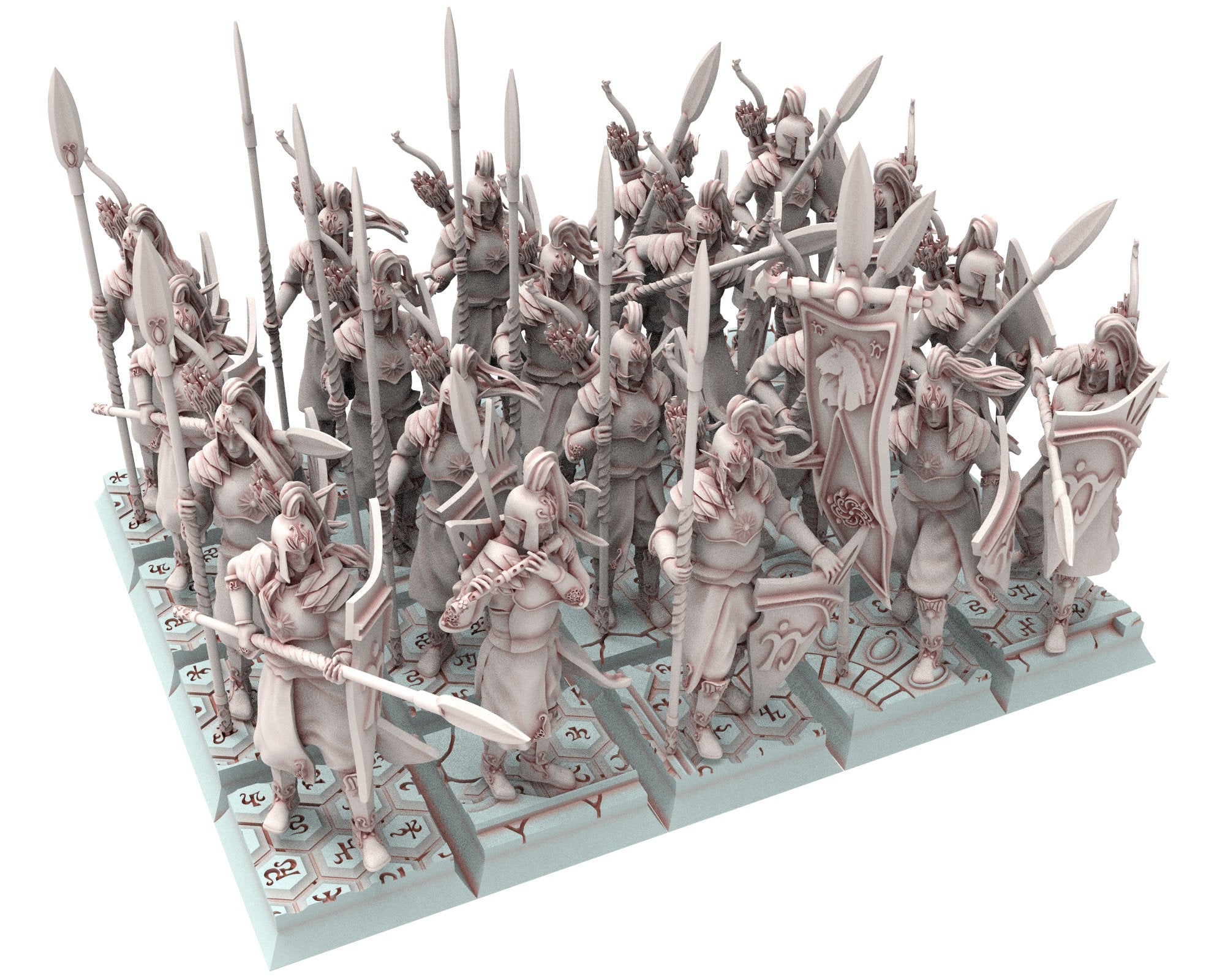 Hight Elves - 28mm Spearmen with Bows, Fantasy elves, Insular Kingdom usable for 9th Age, Fantasy Battle, Oldhammer, King of war, D&D