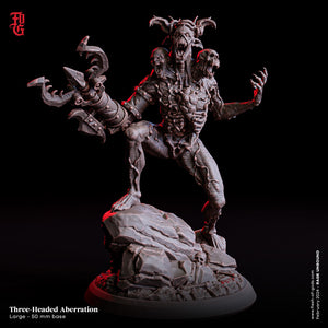 Rage Unbound - Enemy - Three-Headed Aberration 50mm, The Nightfall Cult, Ennemy, Flesh of Gods, for Wargames, Dungeons & Dragons TTRPG