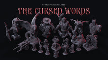 Load image into Gallery viewer, The Cursed Words - Monster - The Raven Scourge, Shadowy Cults, Ennemy, Flesh of Gods, for Wargames, Dungeons &amp; Dragons TTRPG
