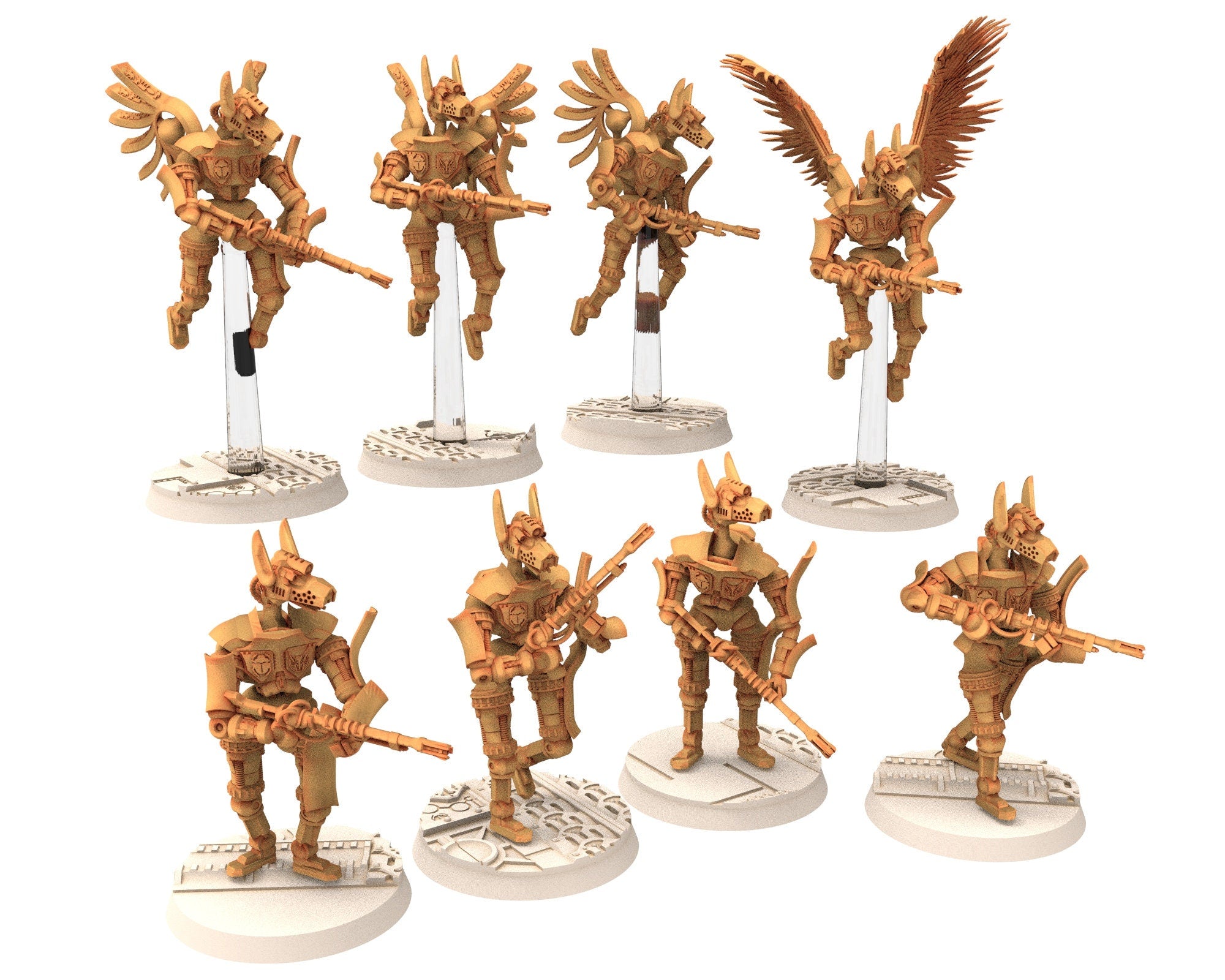 Cinan - Anubis - Peret - Tybi : Line, Battle Drone, space robot guardians of the Necropolis, modular posable miniatures