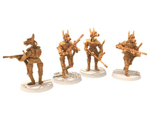 Load image into Gallery viewer, Wound Trackers, Cinan - Anubis - Peret - Tybi : Line, Battle Drone, space robot guardians of the Necropolis, modular posable miniatures
