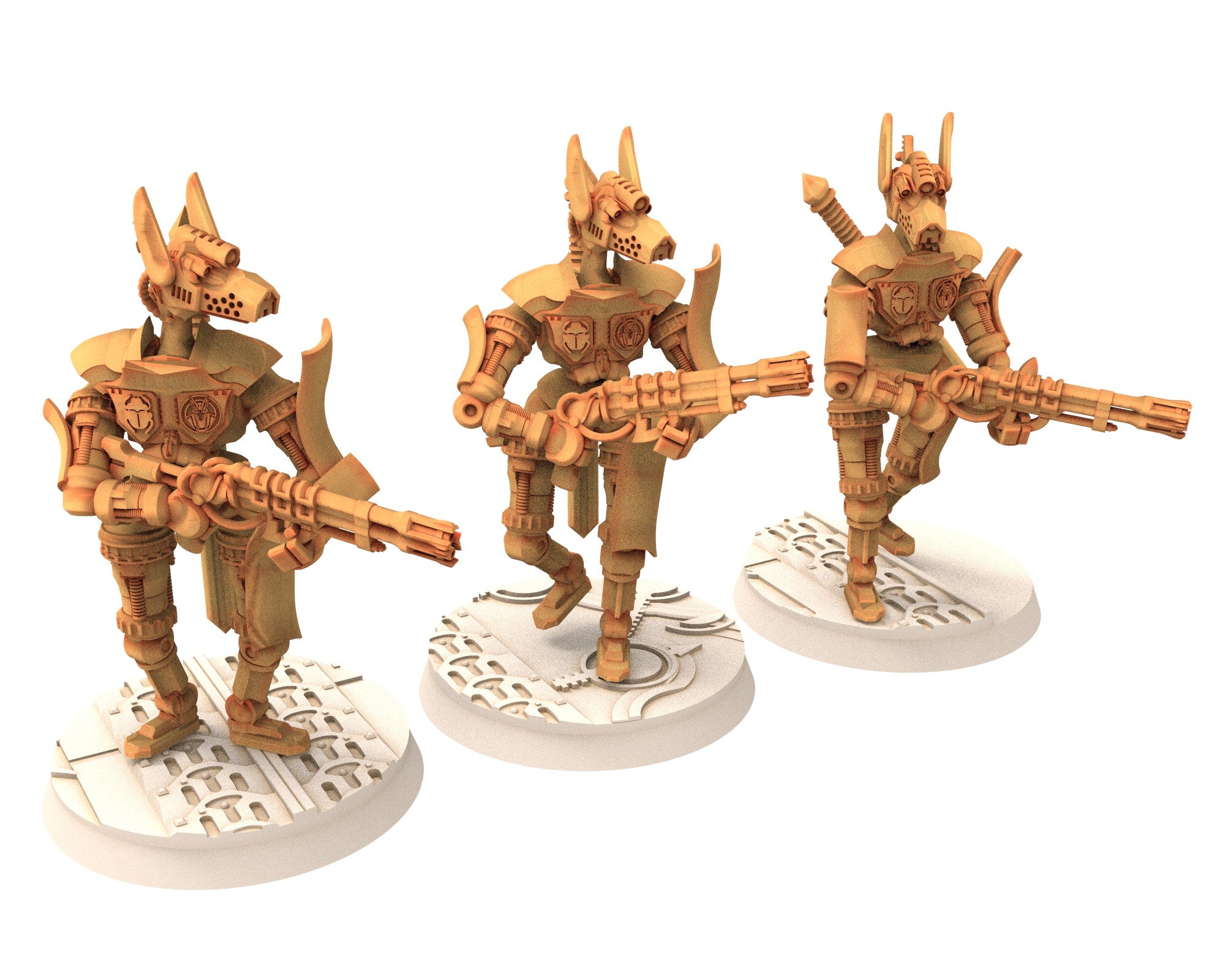 Cinan - Anubis - Peret - Pharmouti : Line, Battle Drone, space robot guardians of the Necropolis, modular posable miniatures