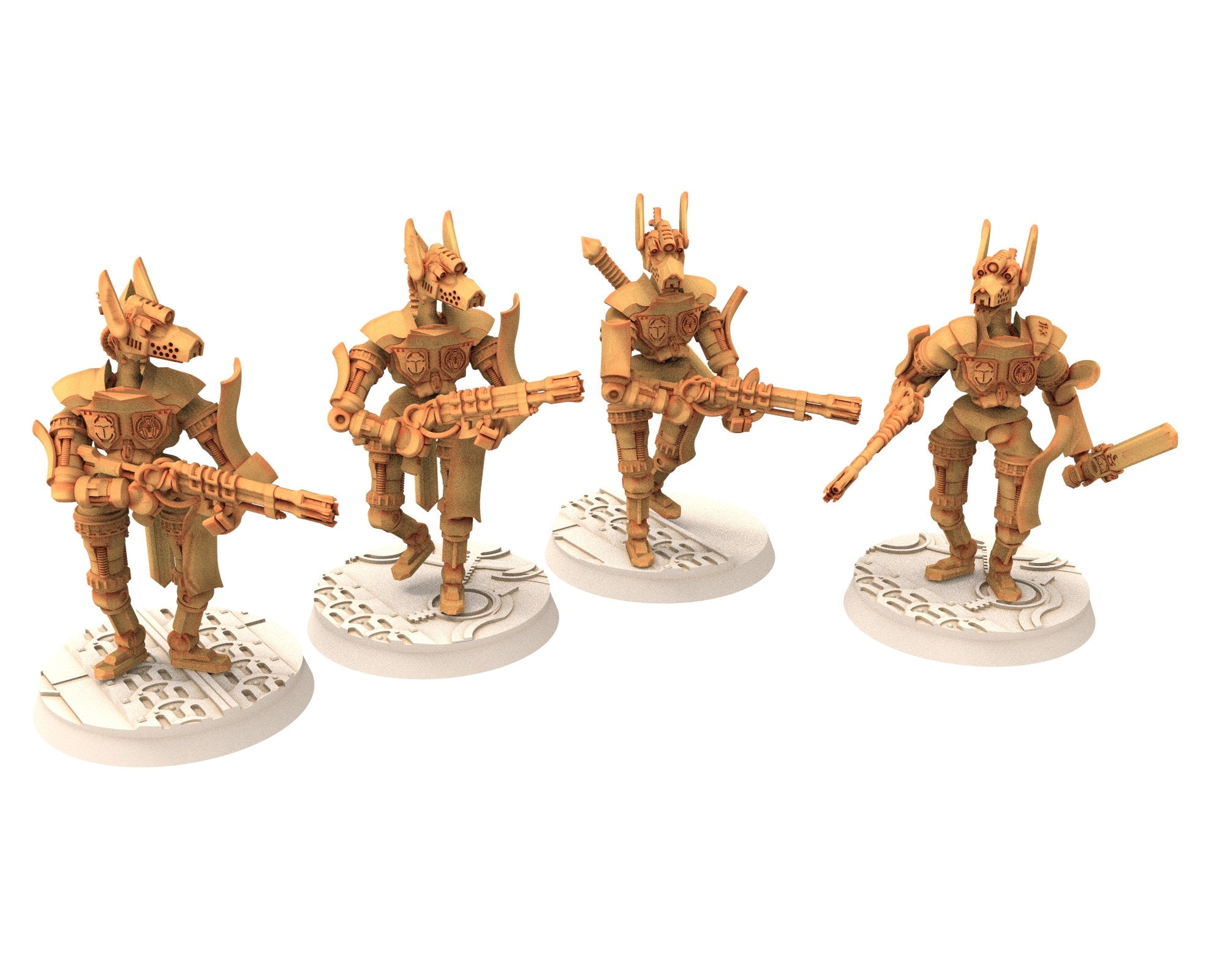 Cinan - Anubis - Peret - Pharmouti : Line, Battle Drone, space robot guardians of the Necropolis, modular posable miniatures