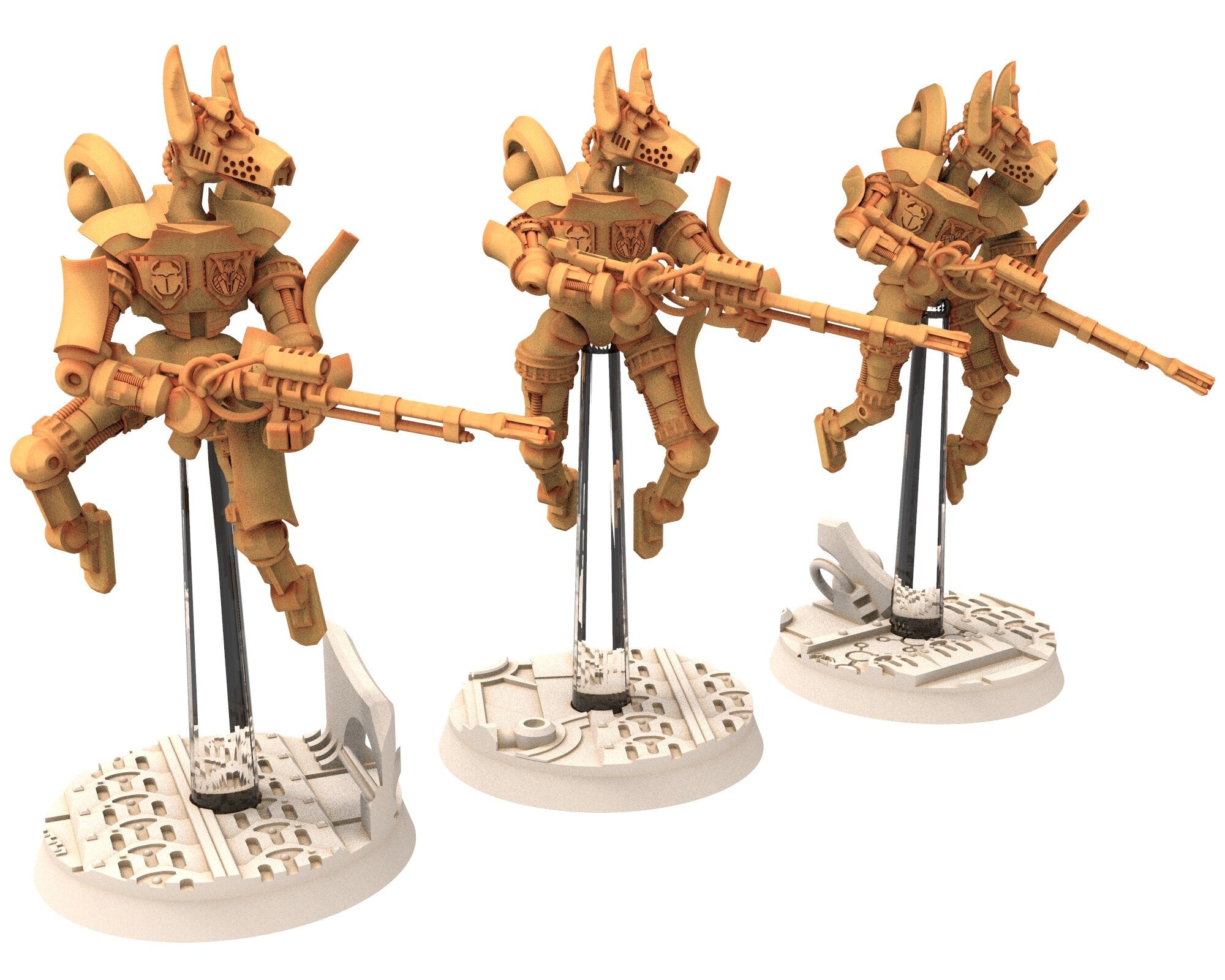 Cinan - Anubis - Peret - Mekhir : Line, Battle Drone, space robot guardians of the Necropolis, modular posable miniatures