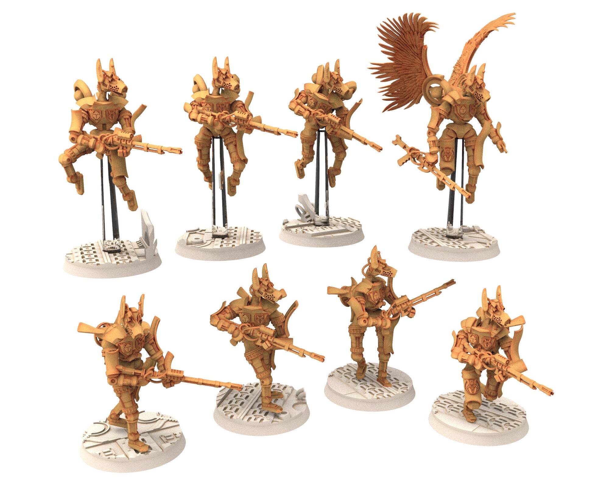 Cinan - Anubis - Peret - Mekhir : Line, Battle Drone, space robot guardians of the Necropolis, modular posable miniatures