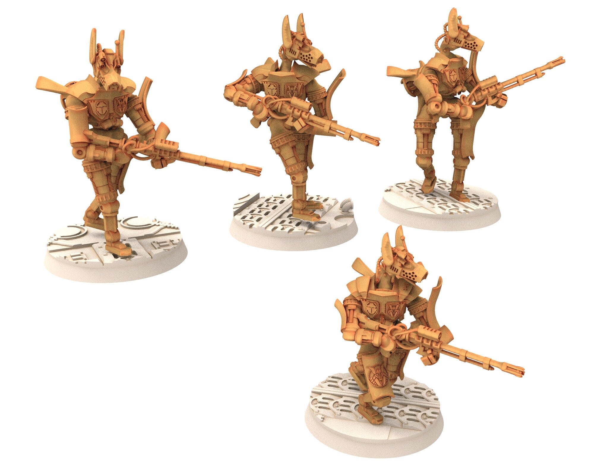 Cinan - Anubis - Peret - Mekhir : Line, Battle Drone, space robot guardians of the Necropolis, modular posable miniatures