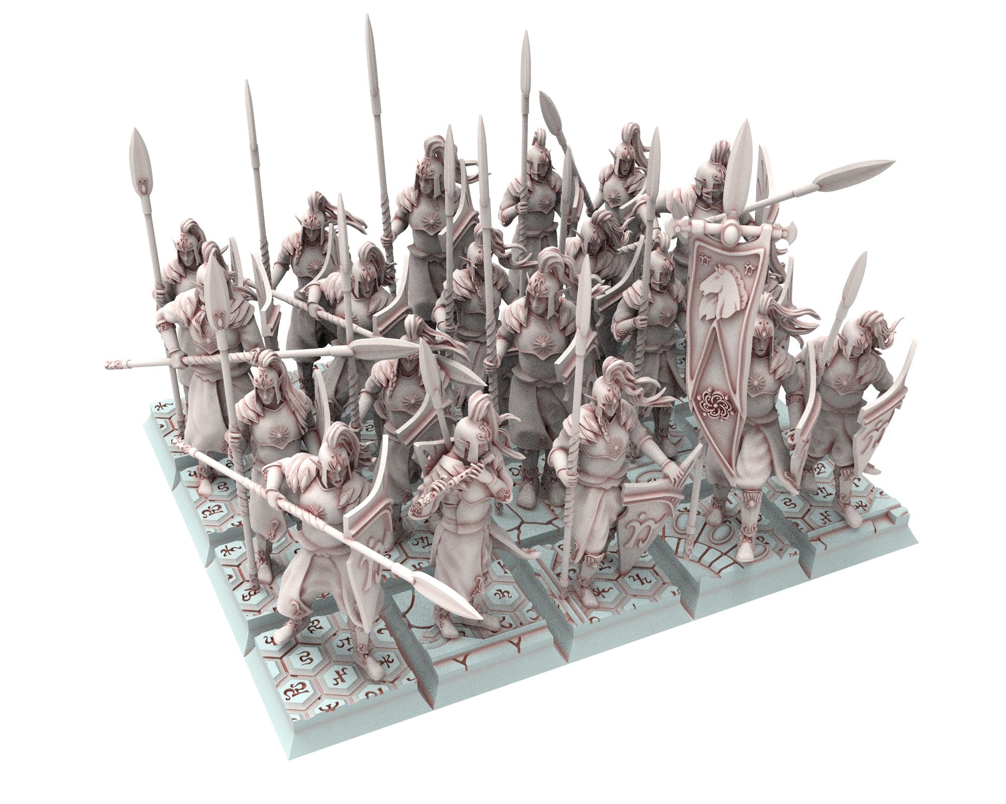 Hight Elves - 28mm Spearmen with Bows, Fantasy elves, Insular Kingdom usable for 9th Age, Fantasy Battle, Oldhammer, King of war, D&D