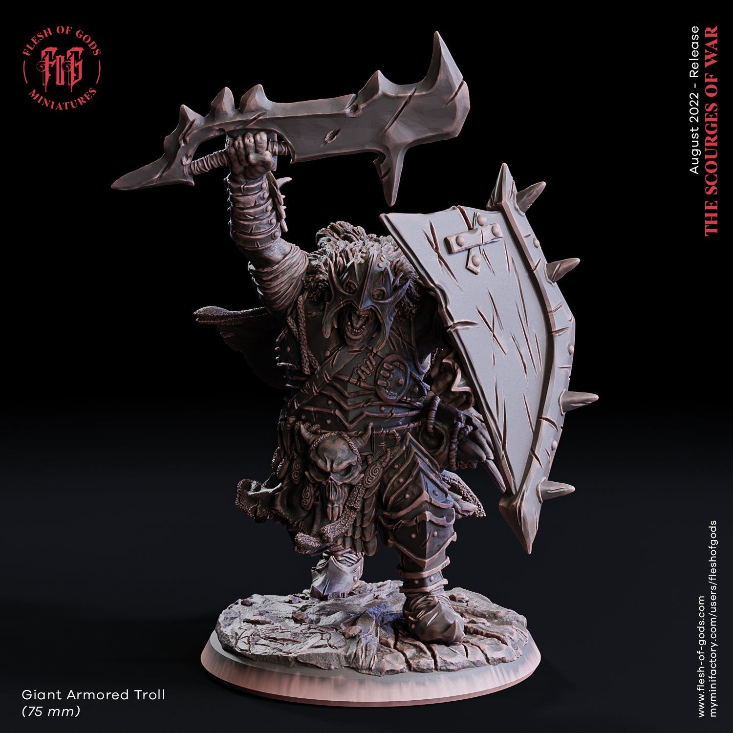 The scourges of war - Monster - Armored Minotaur, glory and honor, Ennemy, Flesh of Gods, for Wargames, Dungeons & Dragons TTRPG