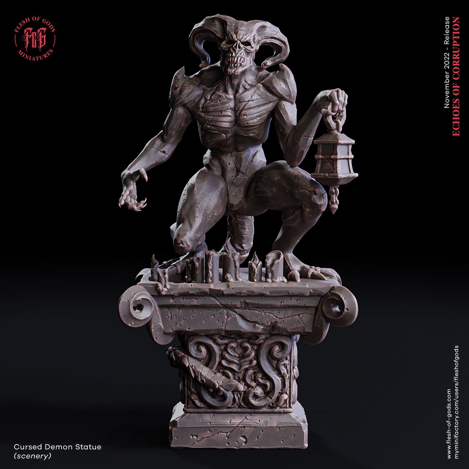 Echoes Of Corruption - Scenery - Demon Statue, light and darkness, Ennemy, Flesh of Gods, for Wargames, Dungeons & Dragons TTRPG