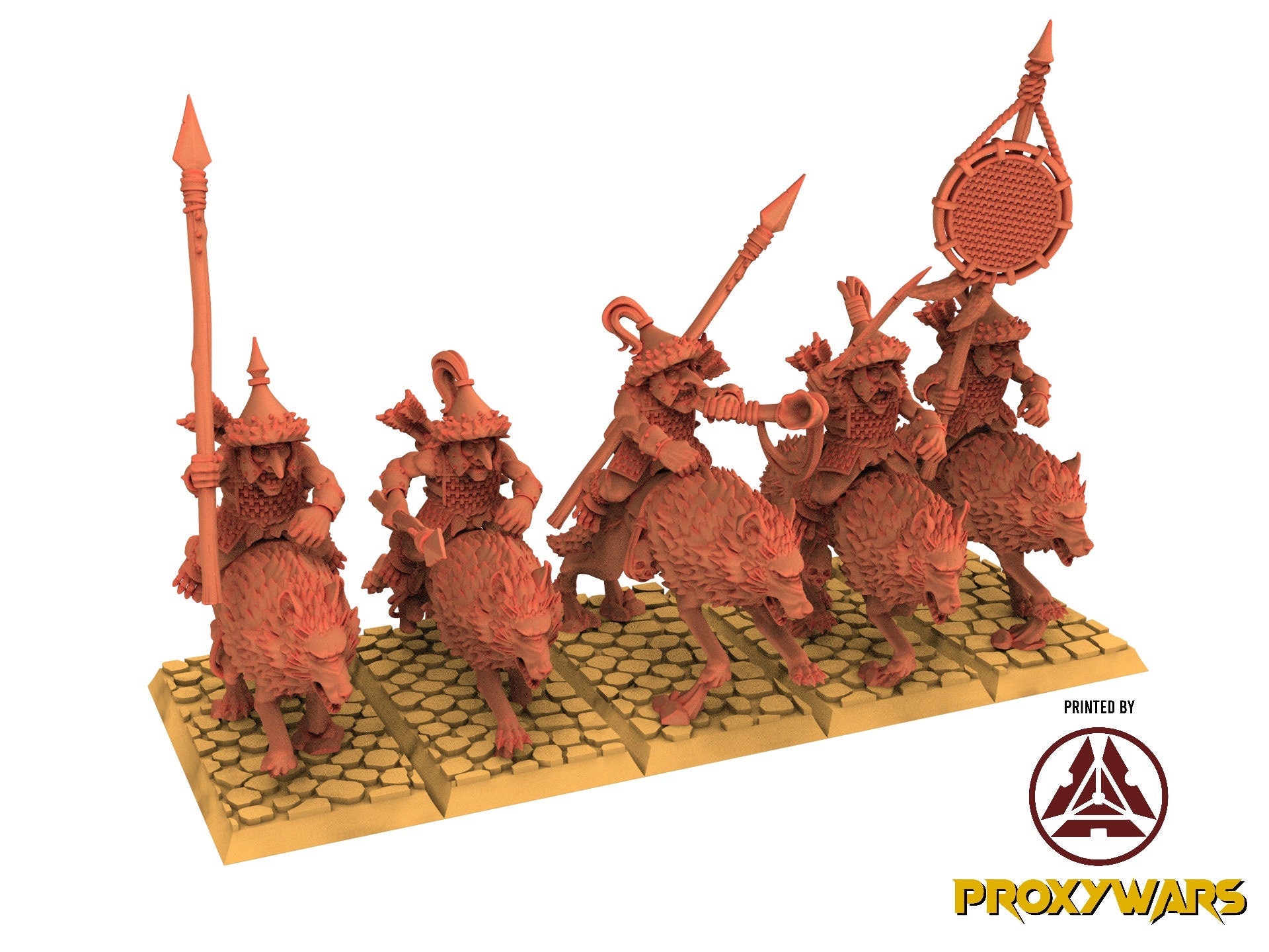 Orc & Goblin - Mounted Steppe Goblins - with spears and bows - The Black horde, usable for Oldhammer, king of wars, 9th age