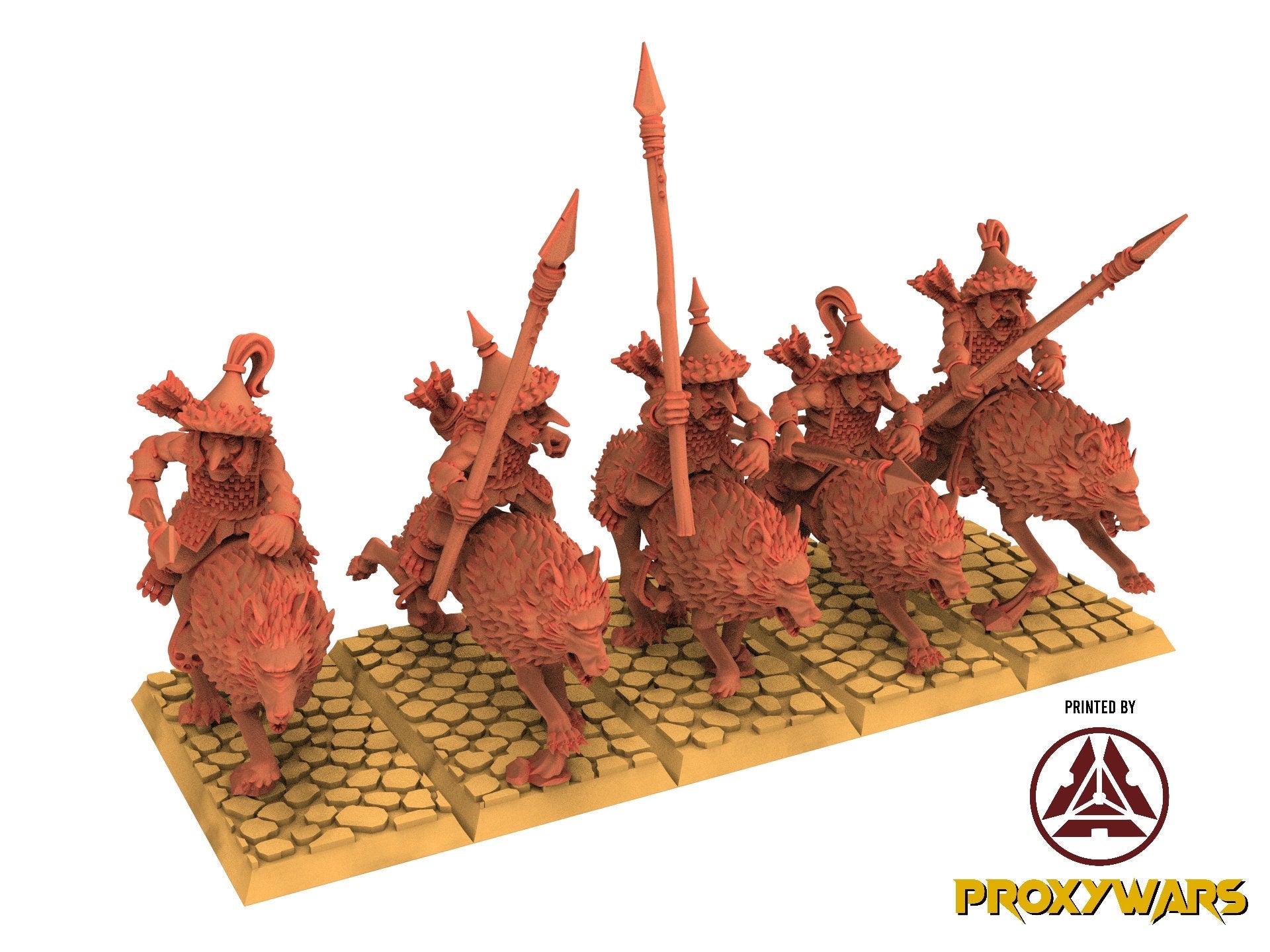 Orc & Goblin - Mounted Steppe Goblins - with spears and bows - The Black horde, usable for Oldhammer, king of wars, 9th age