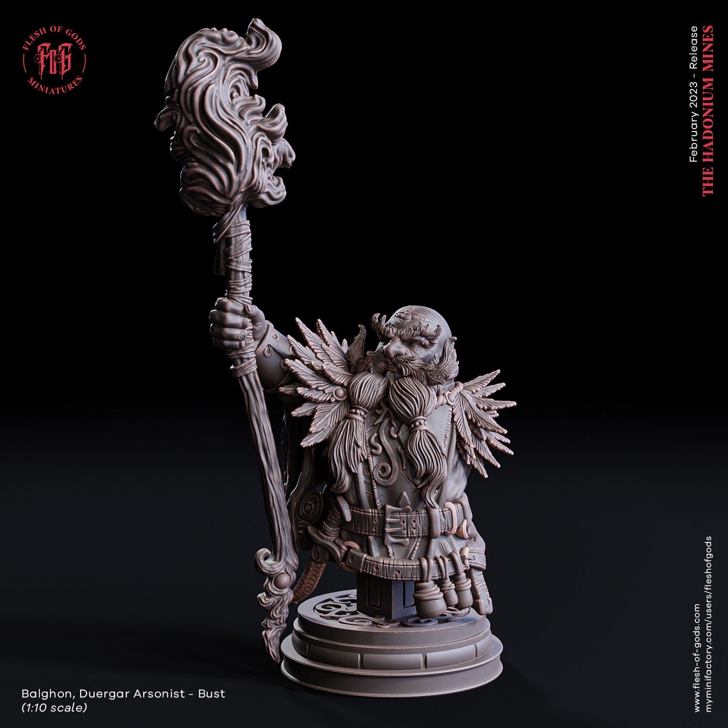The Hadonium Mines - Bust - Balghon, Duergar Arsonist, chaos and carnage, Enemy, Flesh of Gods, for Wargames, Dungeons & Dragons TTRPG