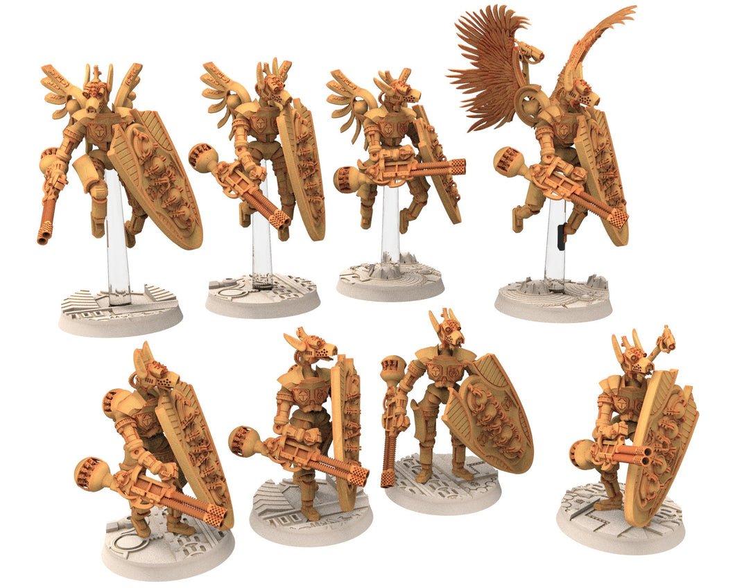 Cinan - Anubis - Peret - Pharmouti : Line, Battle Drone, space robot guardians of the Necropolis, modular posable miniatures