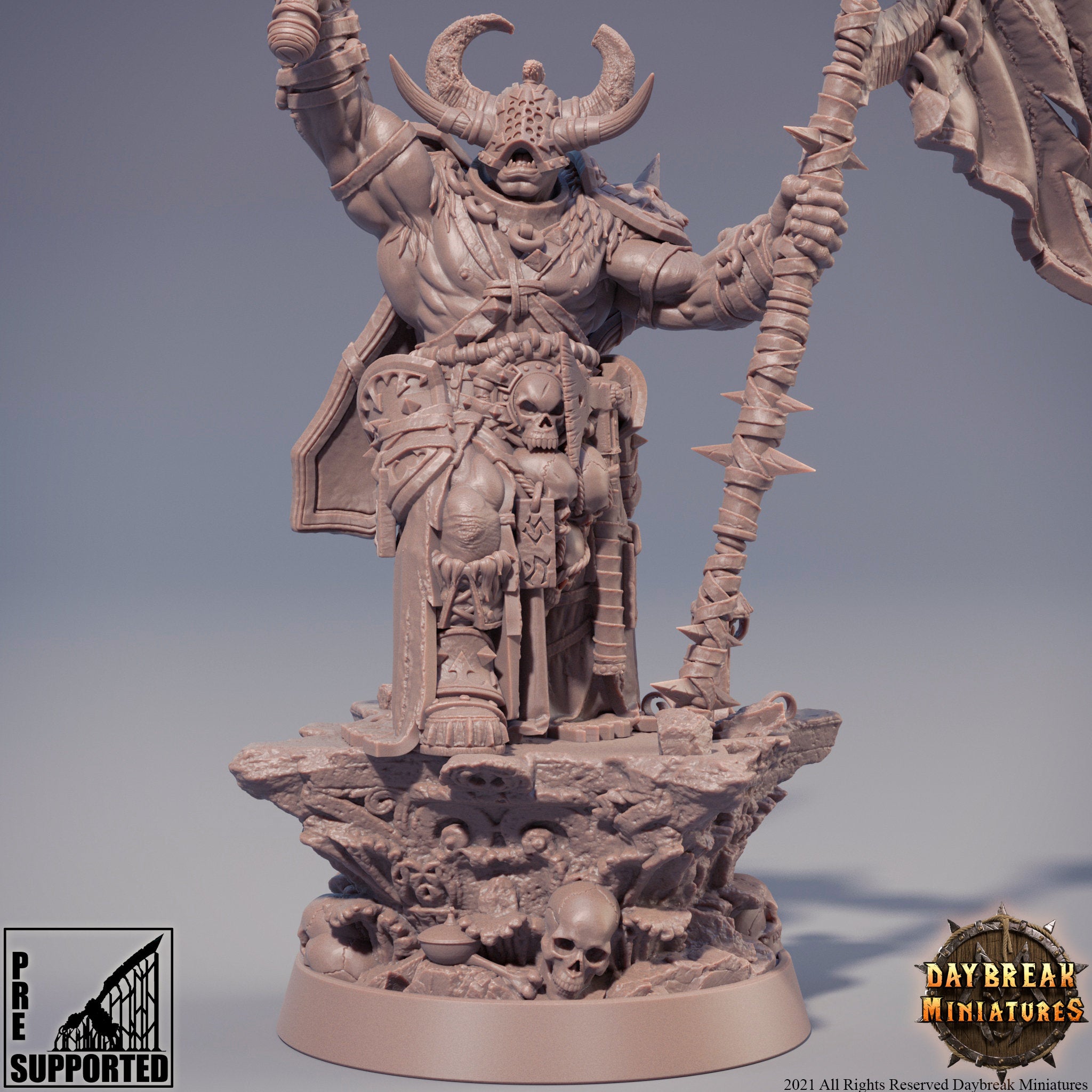 The Chaos Barbarians of Q - Higgurath Doubleslit, quest for glory, DayBreak Miniatures, for Wargames, Dungeons & Dragons TTRPG