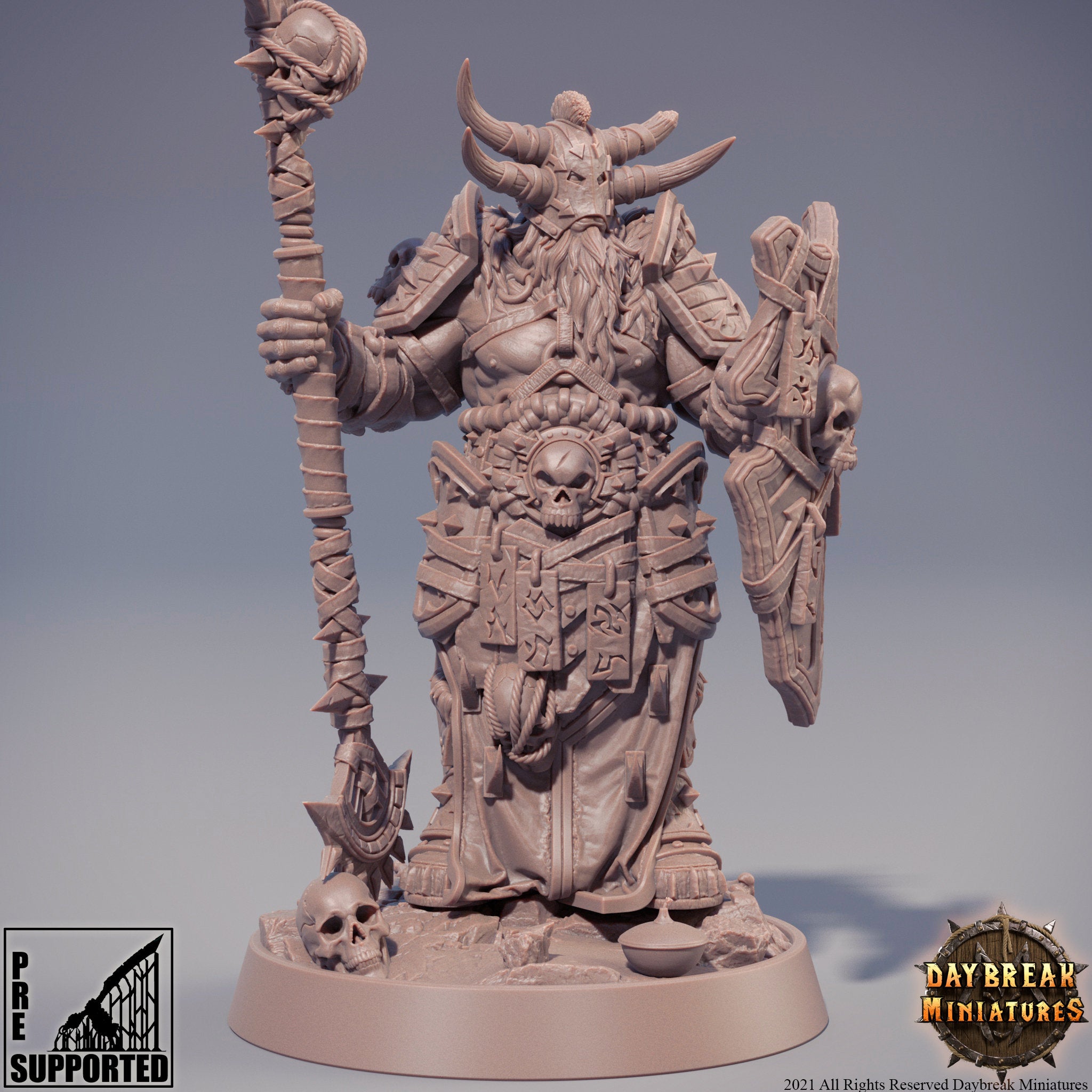 The Chaos Barbarians of Q - Higgurath Doubleslit, quest for glory, DayBreak Miniatures, for Wargames, Dungeons & Dragons TTRPG