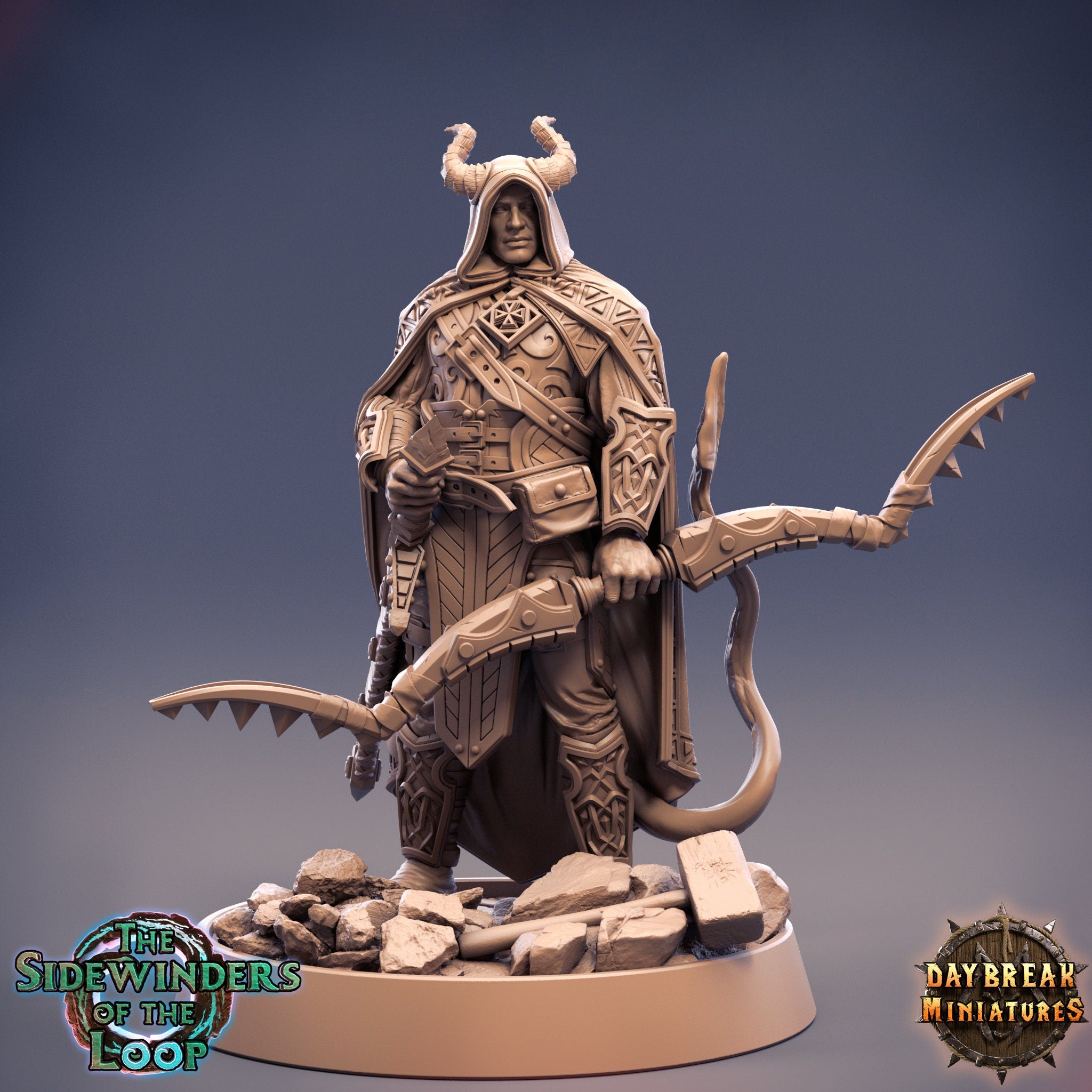 Tieflings The Sidewinders of the Loop - Lord Runo Stryfe, quest for glory, DayBreak Miniatures, for Wargames, Dungeons & Dragons TTRPG