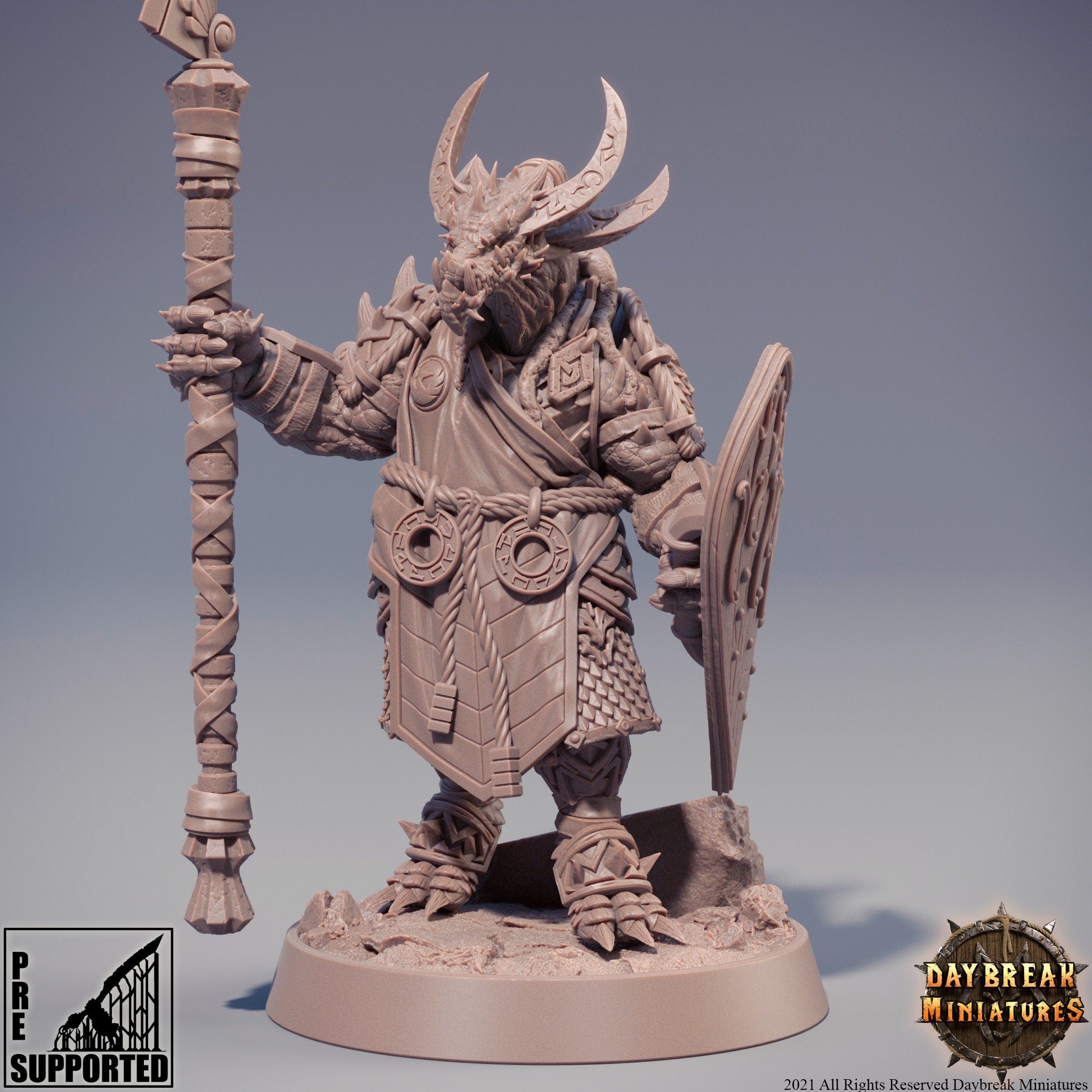 Dragonborn The Stoneborn of the Fire - Mogok Moonslayer, quest for glory, DayBreak Miniatures, for Wargames, Dungeons & Dragons TTRPG