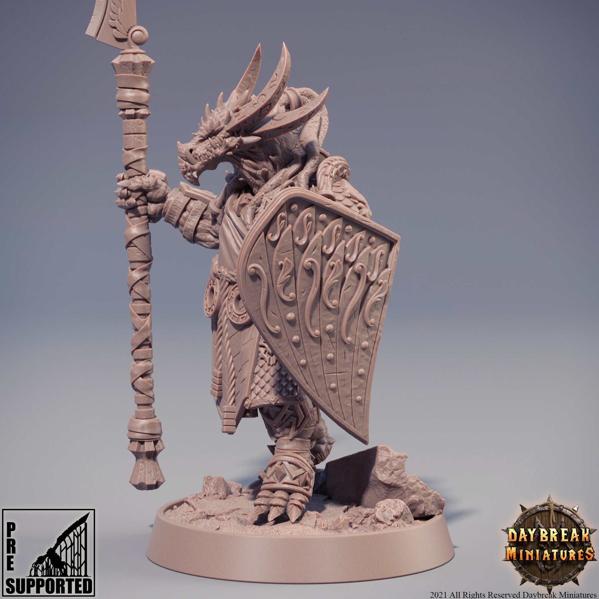 Dragonborn The Stoneborn of the Fire - Mogok Moonslayer, quest for glory, DayBreak Miniatures, for Wargames, Dungeons & Dragons TTRPG