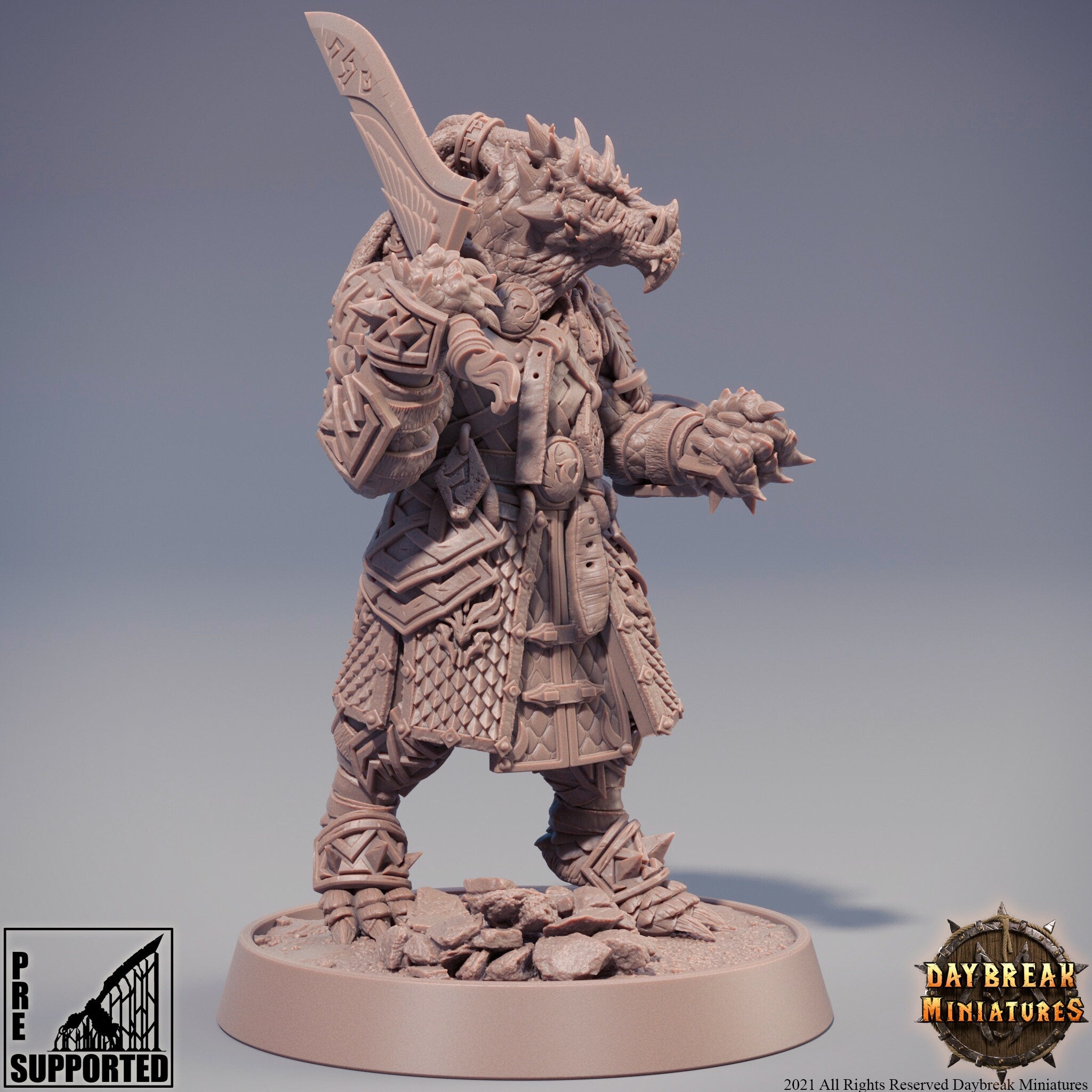 Dragonborn The Stoneborn of the Fire - Toopaza Deepcutter, quest for glory, DayBreak Miniatures, for Wargames, Dungeons & Dragons TTRPG