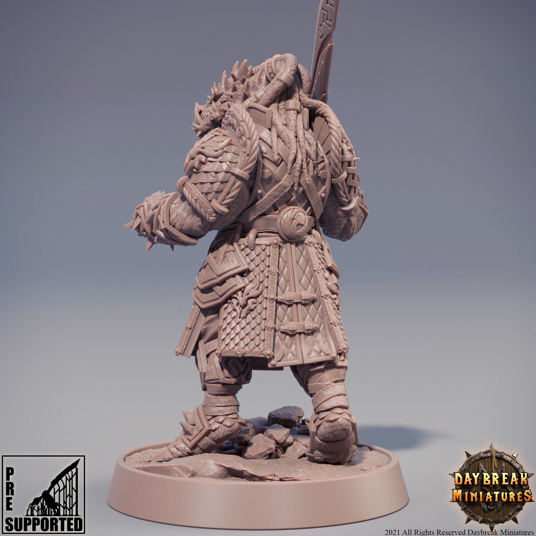 Dragonborn The Stoneborn of the Fire - Toopaza Deepcutter, quest for glory, DayBreak Miniatures, for Wargames, Dungeons & Dragons TTRPG