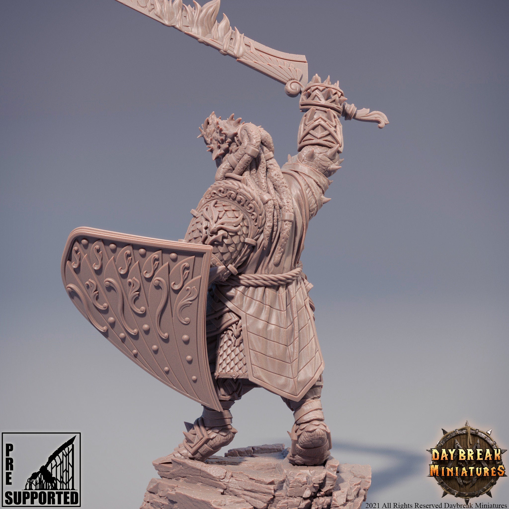 Dragonborn The Stoneborn of the Fire - Tourmaline thePetrifier, quest for glory, DayBreak Miniatures, for Wargames, Dungeons & Dragons TTRPG