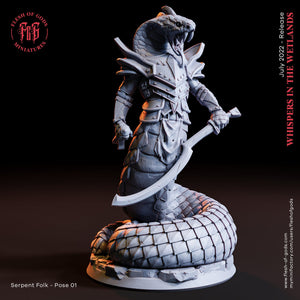 Whispers In The Wetlands - Monster - Serpent-Warrior 01, forbidden knowledge, Ennemy, Flesh of Gods, for Wargames, Dungeons & Dragons TTRPG