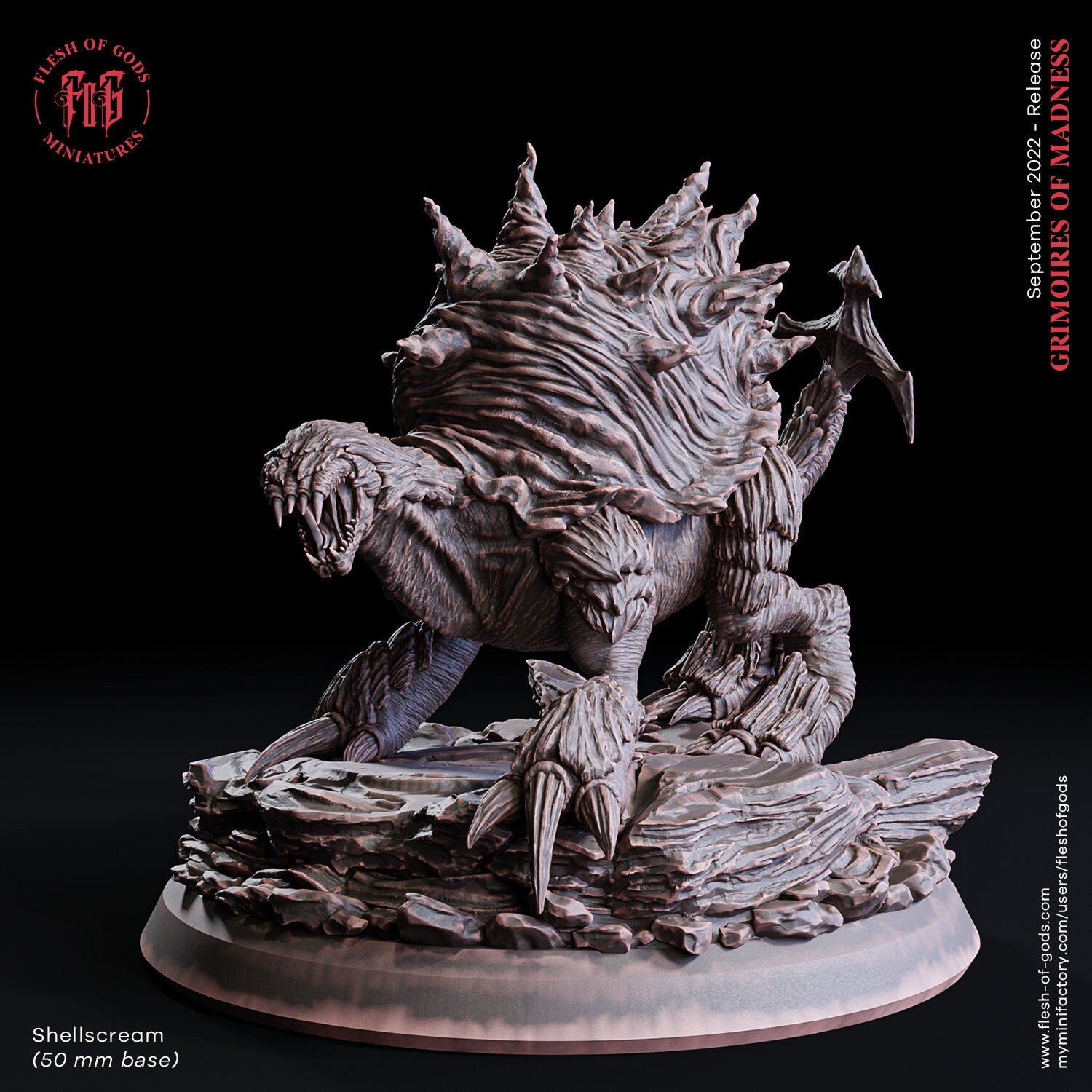 Grimoires of madness - Monster - Shellscream (50 mm), forbidden magics, Ennemy, Flesh of Gods, for Wargames, Dungeons & Dragons TTRPG
