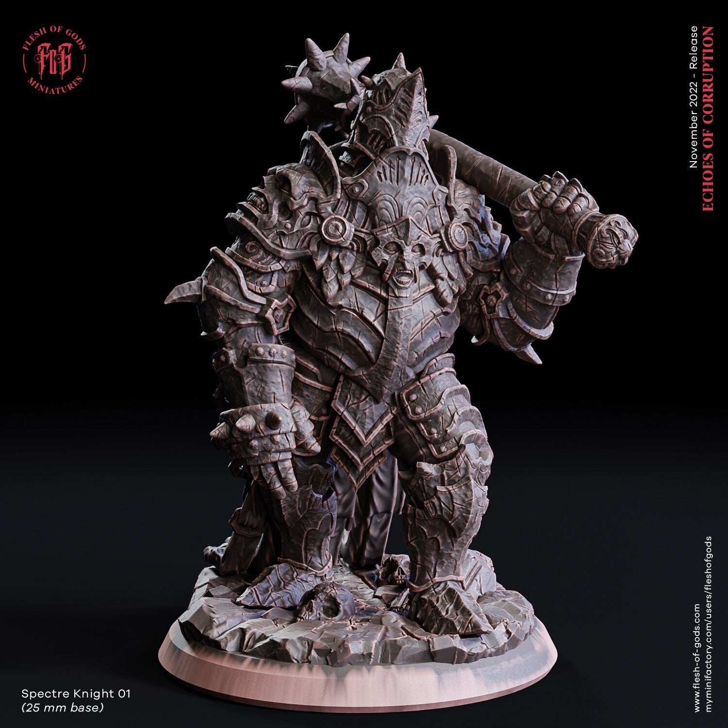 Echoes Of Corruption - Enemy - Spectral Knight 01 (25 mm), light and darkness, Ennemy, Flesh of Gods, for Wargames, Dungeons & Dragons TTRPG