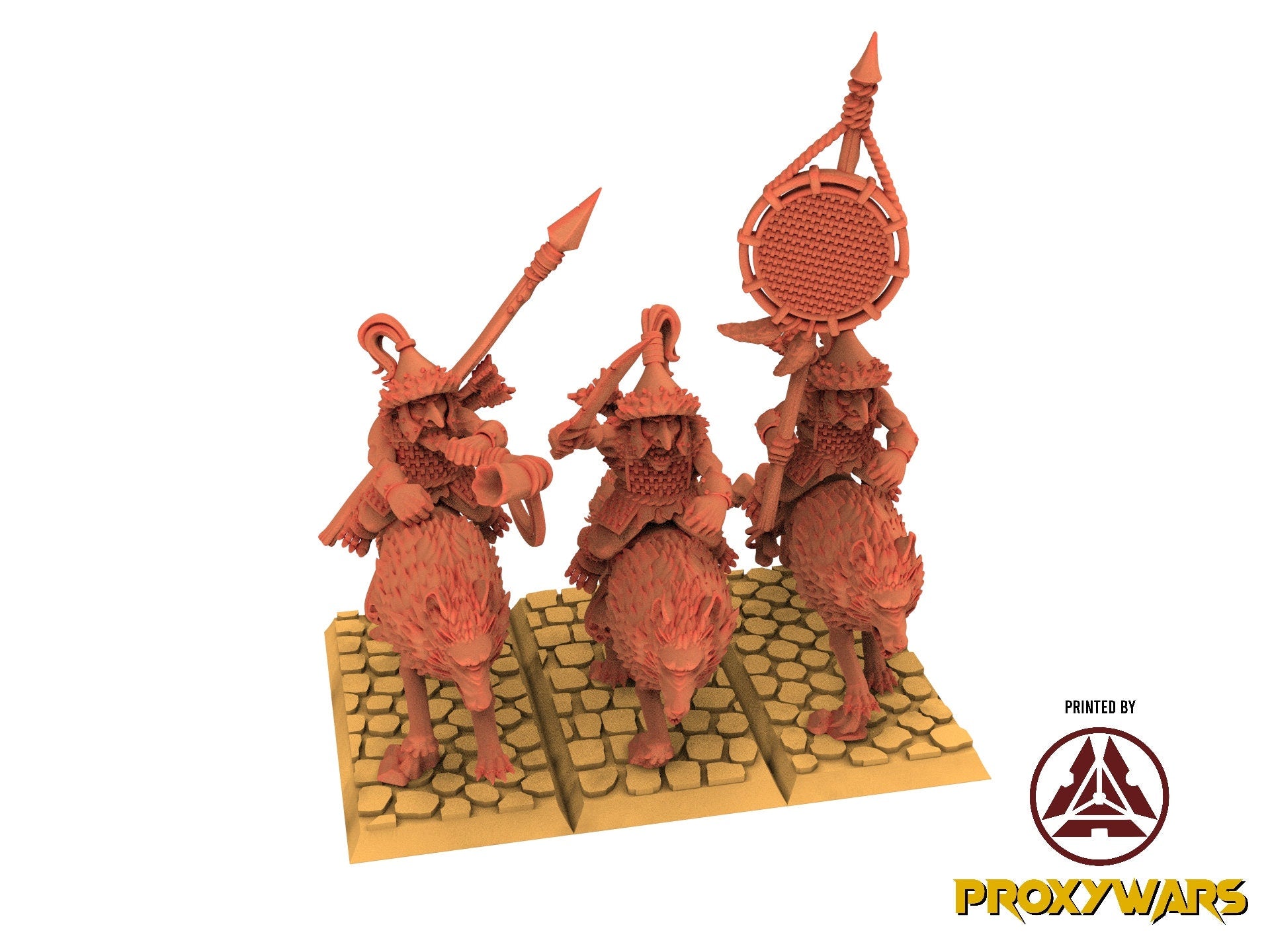 Orc & Goblin - Mounted Steppe Goblins - with spears and bows - The Black horde, usable for Oldhammer, king of wars, 9th age