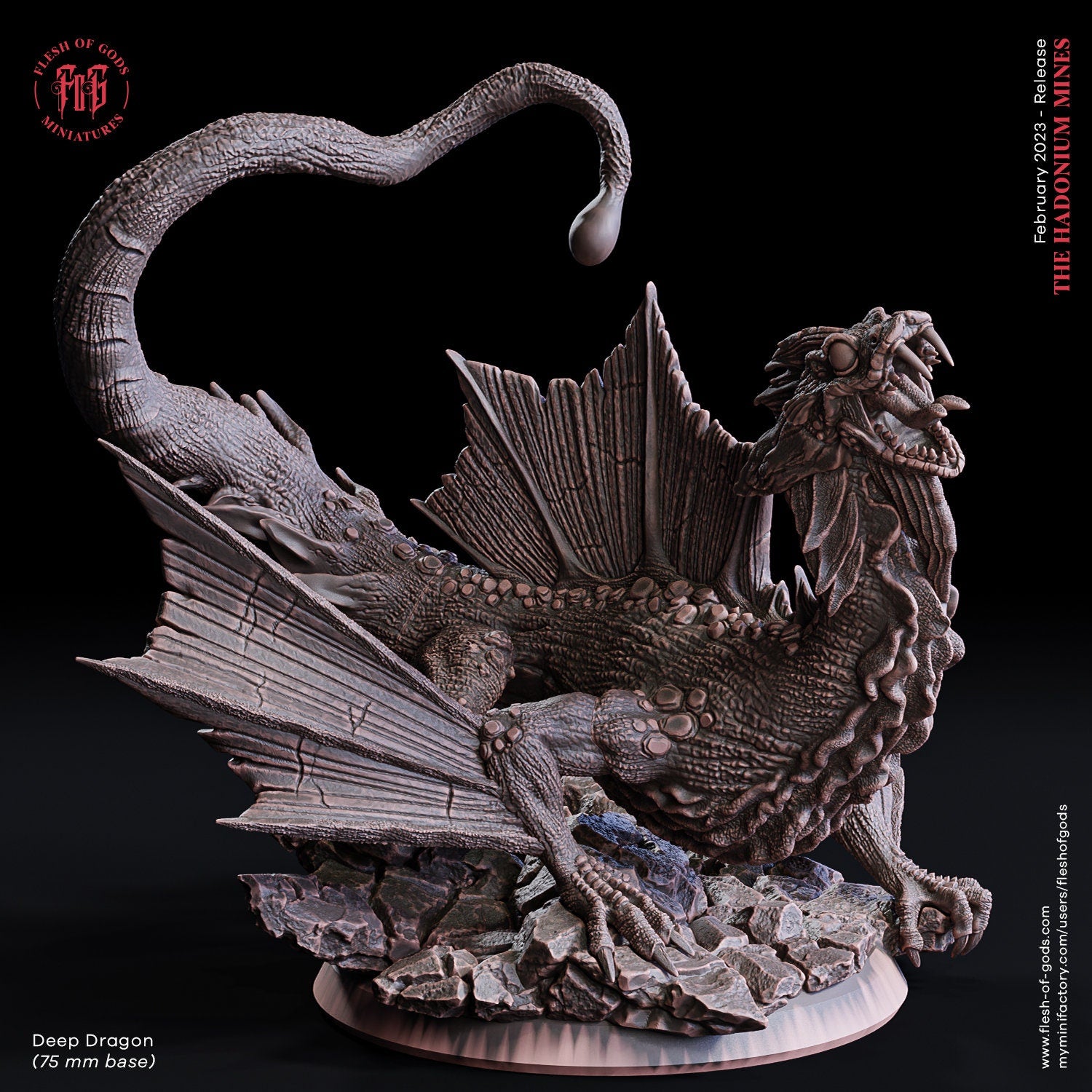 The Hadonium Mines - Enemy - Deep Dragon (75 mm), chaos and carnage, Enemy, Flesh of Gods, for Wargames, Dungeons & Dragons TTRPG
