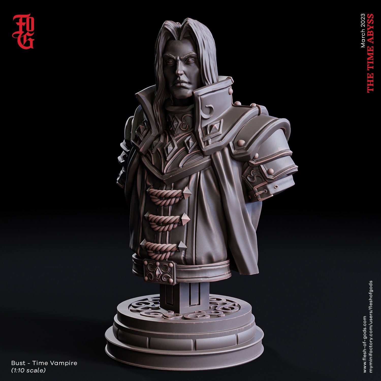 The Time Abyss - Bust -Time Vampire (Young), Light and darkness, Flesh of Gods, for Wargames, Dungeons & Dragons TTRPG