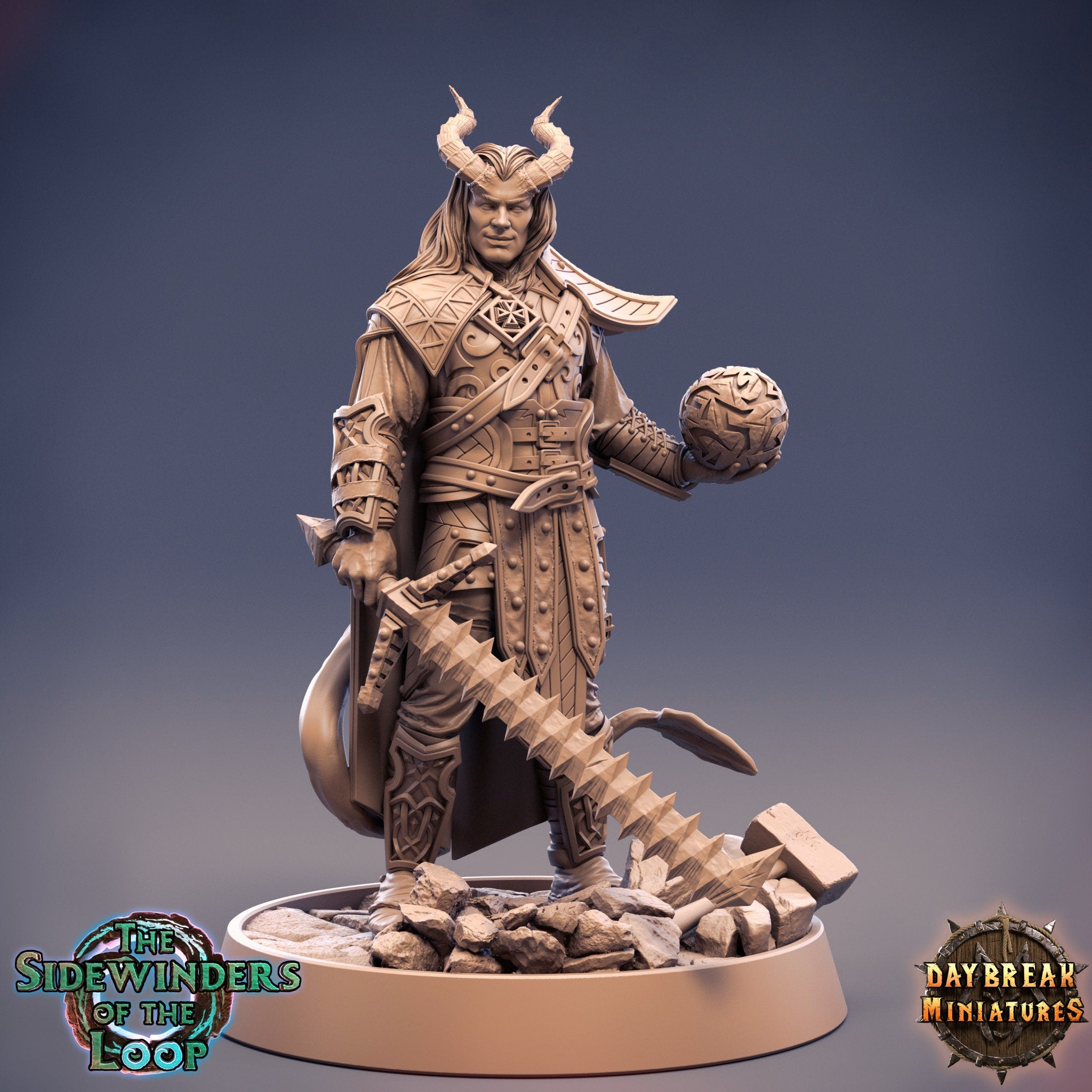 Tieflings The Sidewinders of the Loop - Lord Runo Stryfe, quest for glory, DayBreak Miniatures, for Wargames, Dungeons & Dragons TTRPG
