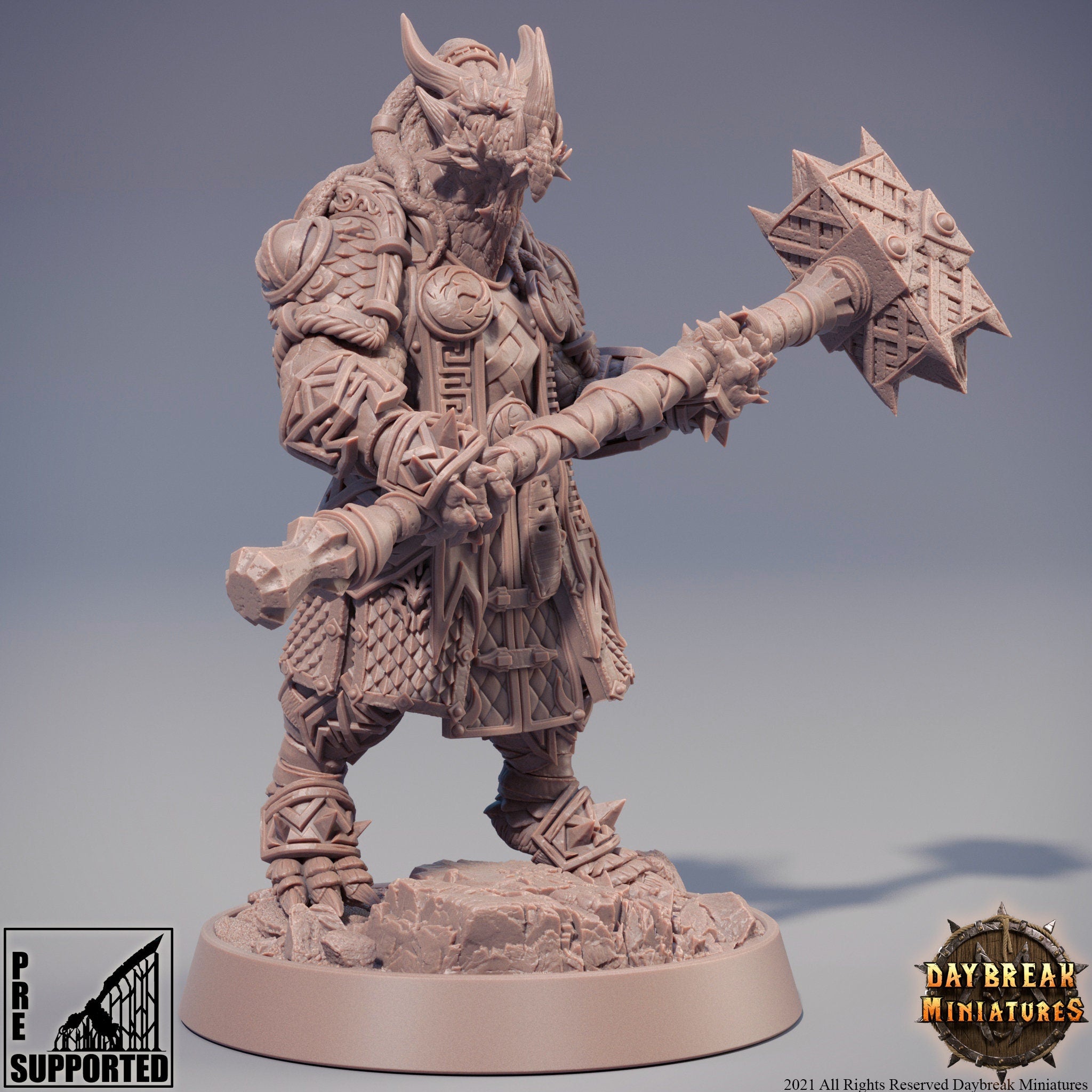 Dragonborn The Stoneborn of the Fire - Goshenite Neverguesser, quest for glory, DayBreak Miniatures, for Wargames, Dungeons & Dragons TTRPG