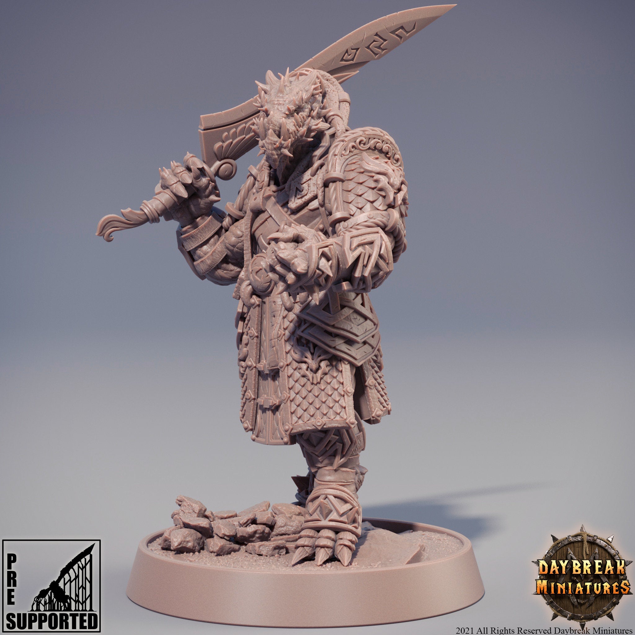 Dragonborn The Stoneborn of the Fire - Zircon Firefang, quest for glory, DayBreak Miniatures, for Wargames, Dungeons & Dragons TTRPG