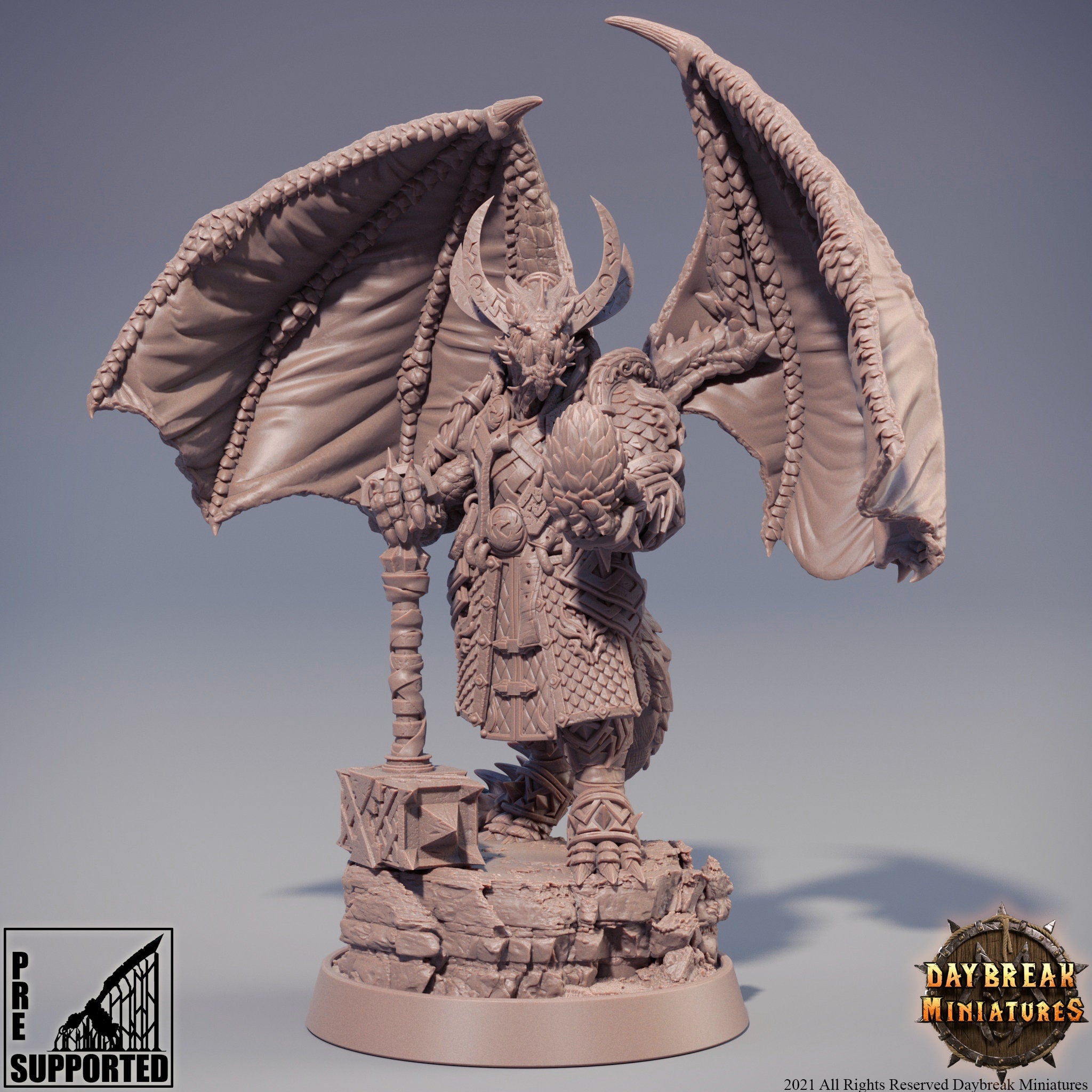 Dragonborn The Stoneborn of the Fire - Zsagatai the Blizzard, quest for glory, DayBreak Miniatures, for Wargames, Dungeons & Dragons TTRPG