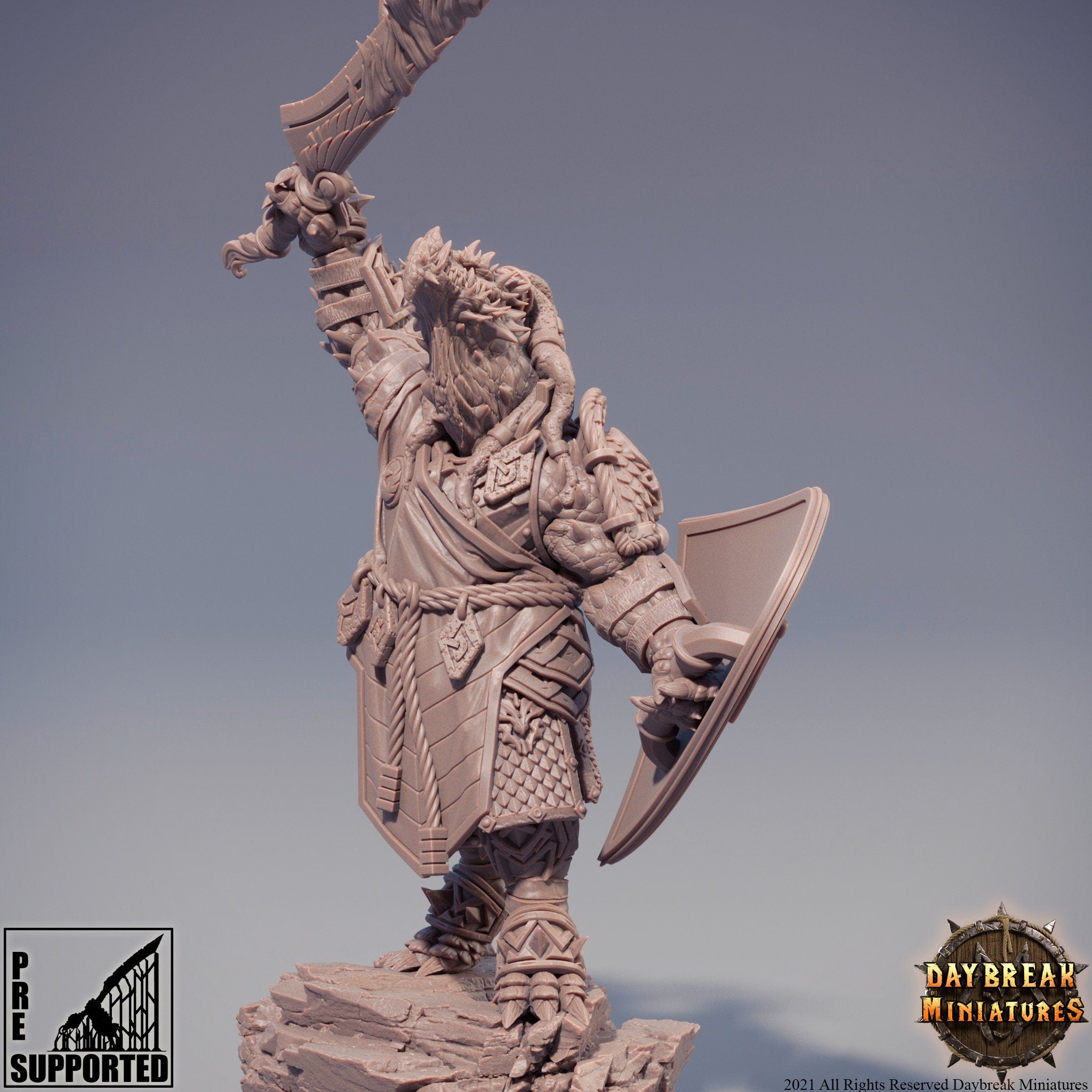 Dragonborn The Stoneborn of the Fire - Tourmaline thePetrifier, quest for glory, DayBreak Miniatures, for Wargames, Dungeons & Dragons TTRPG