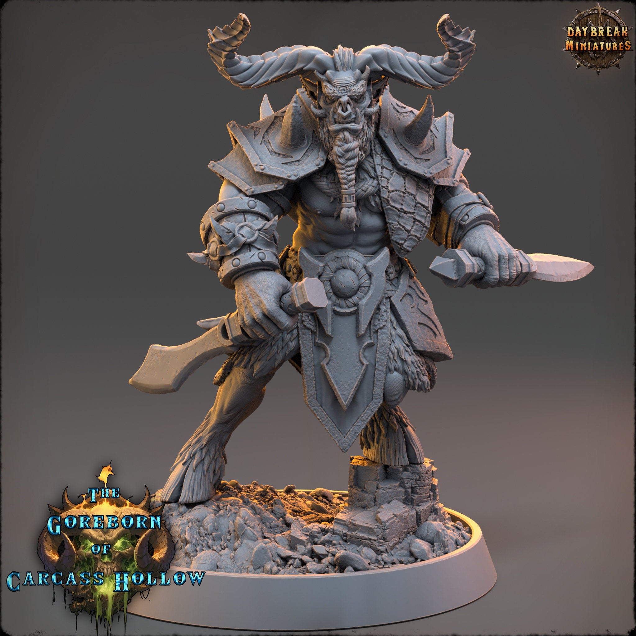 The Goreborn of Carcass Hollow - General Raxar Boneharrow, quest for glory, DayBreak Miniatures, for Wargames, Dungeons & Dragons TTRPG