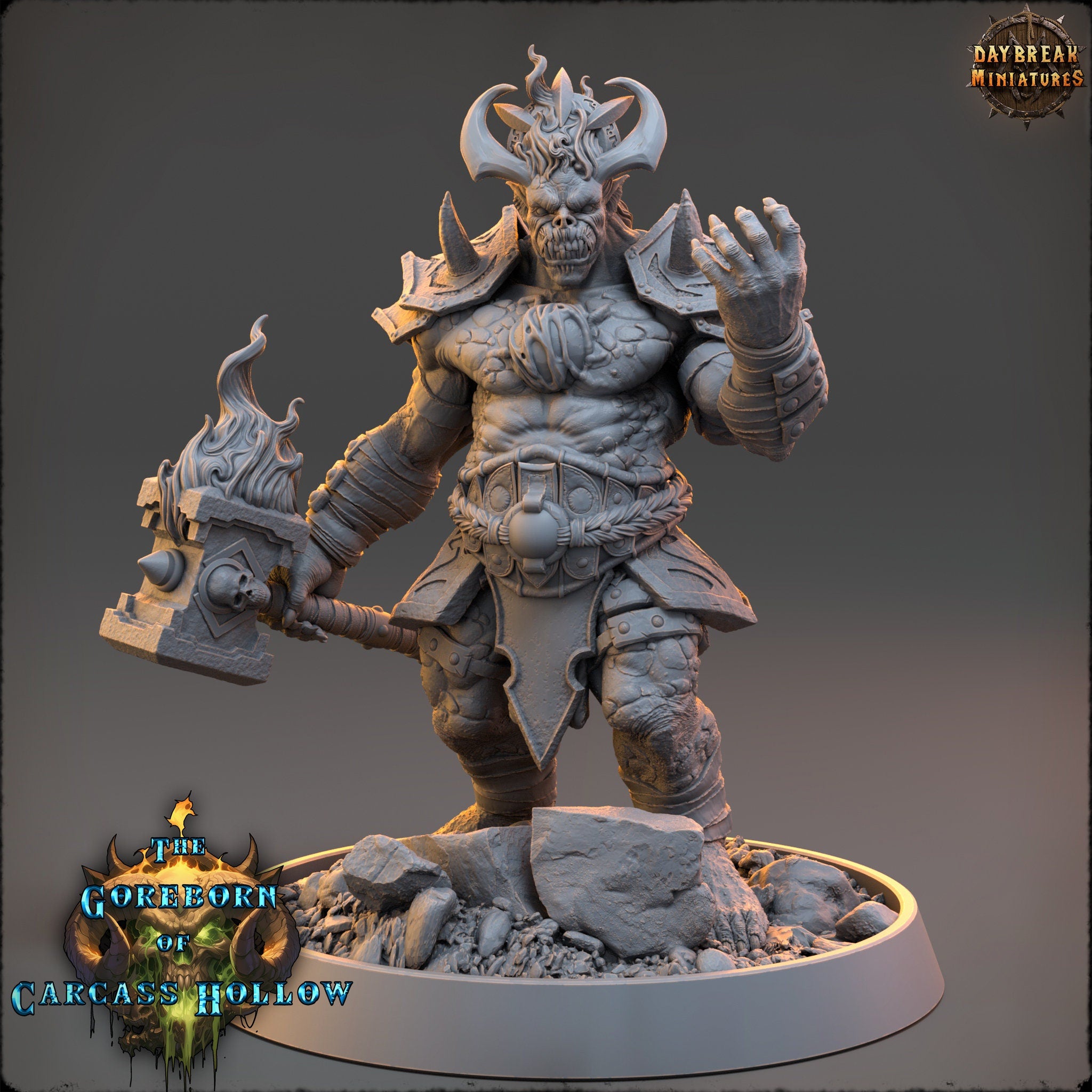 The Goreborn of Carcass Hollow - General Raxar Boneharrow, quest for glory, DayBreak Miniatures, for Wargames, Dungeons & Dragons TTRPG