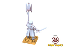 Load image into Gallery viewer, Arthurian Knights - Gallia Cleric with Relic, for Oldhammer, king of wars, 9th age, Highlands Miniatures
