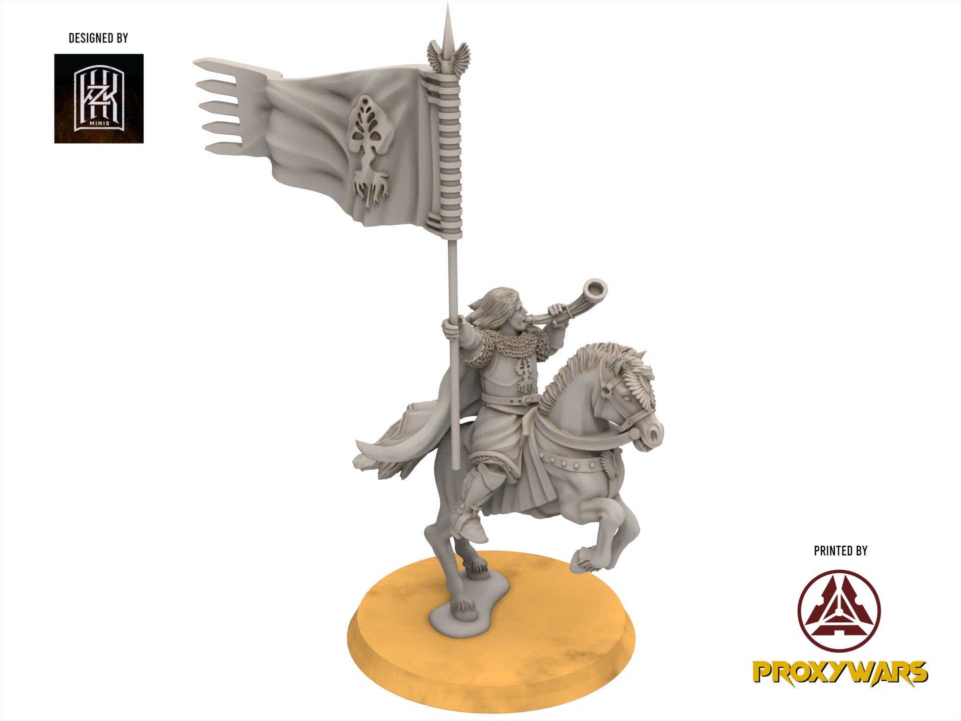 Gandor - Captain on foot and Mounted, Defender of the city wall, miniature for wargame D&D, Lotr... Khurzluk Miniatures