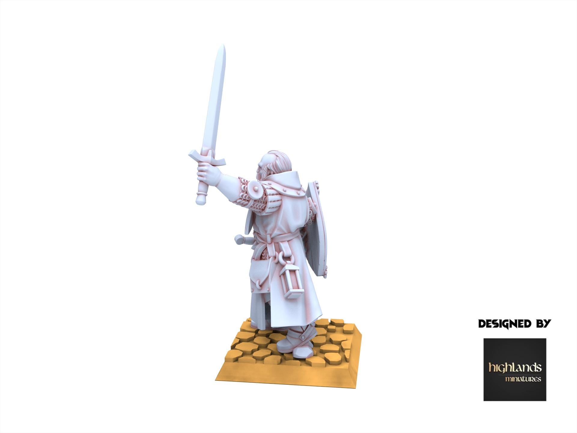Arthurian Knights - Hero knight of Gallia, for Oldhammer, king of wars, 9th age, Highlands Miniatures