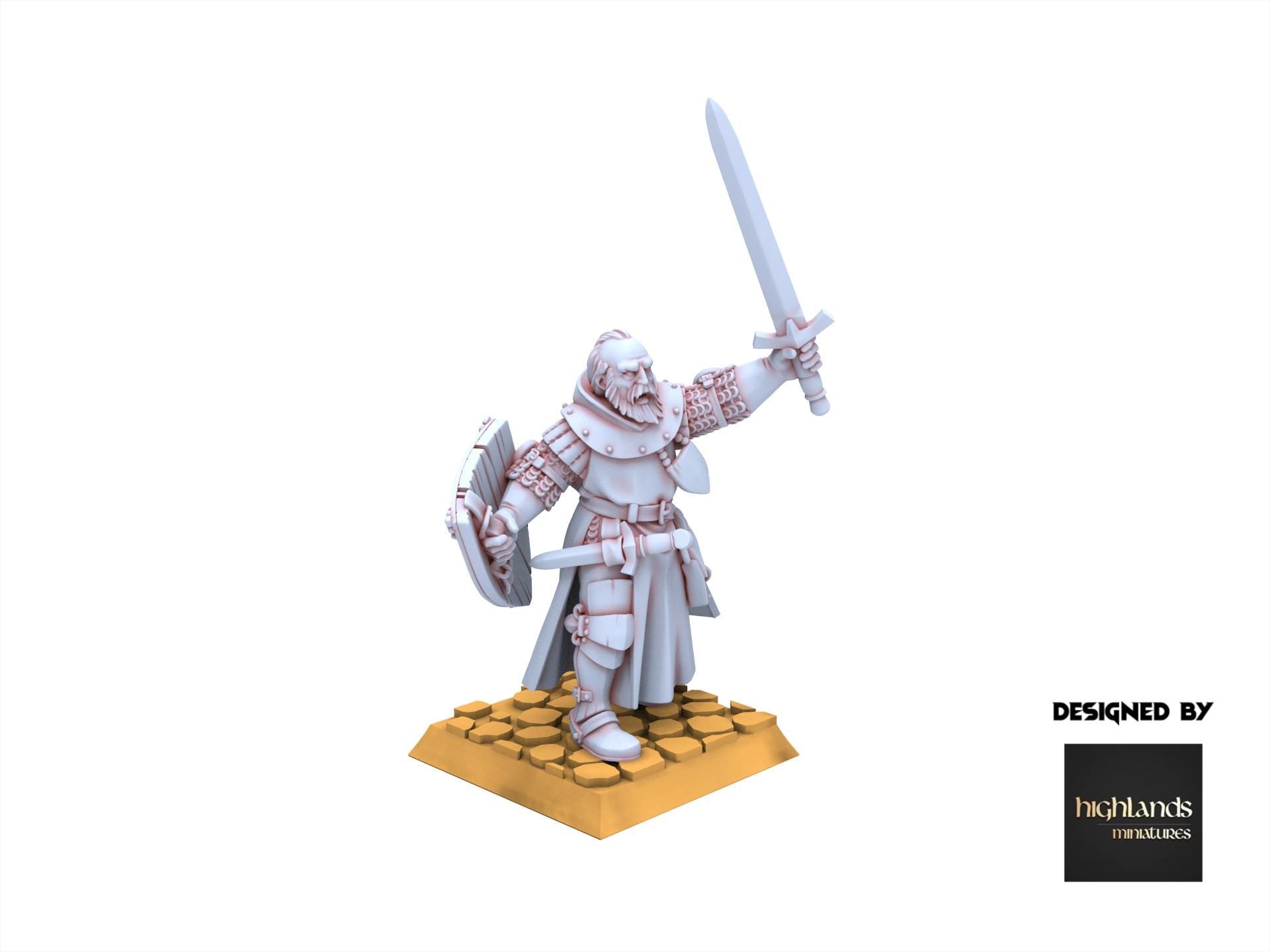 Arthurian Knights - Hero knight of Gallia, for Oldhammer, king of wars, 9th age, Highlands Miniatures