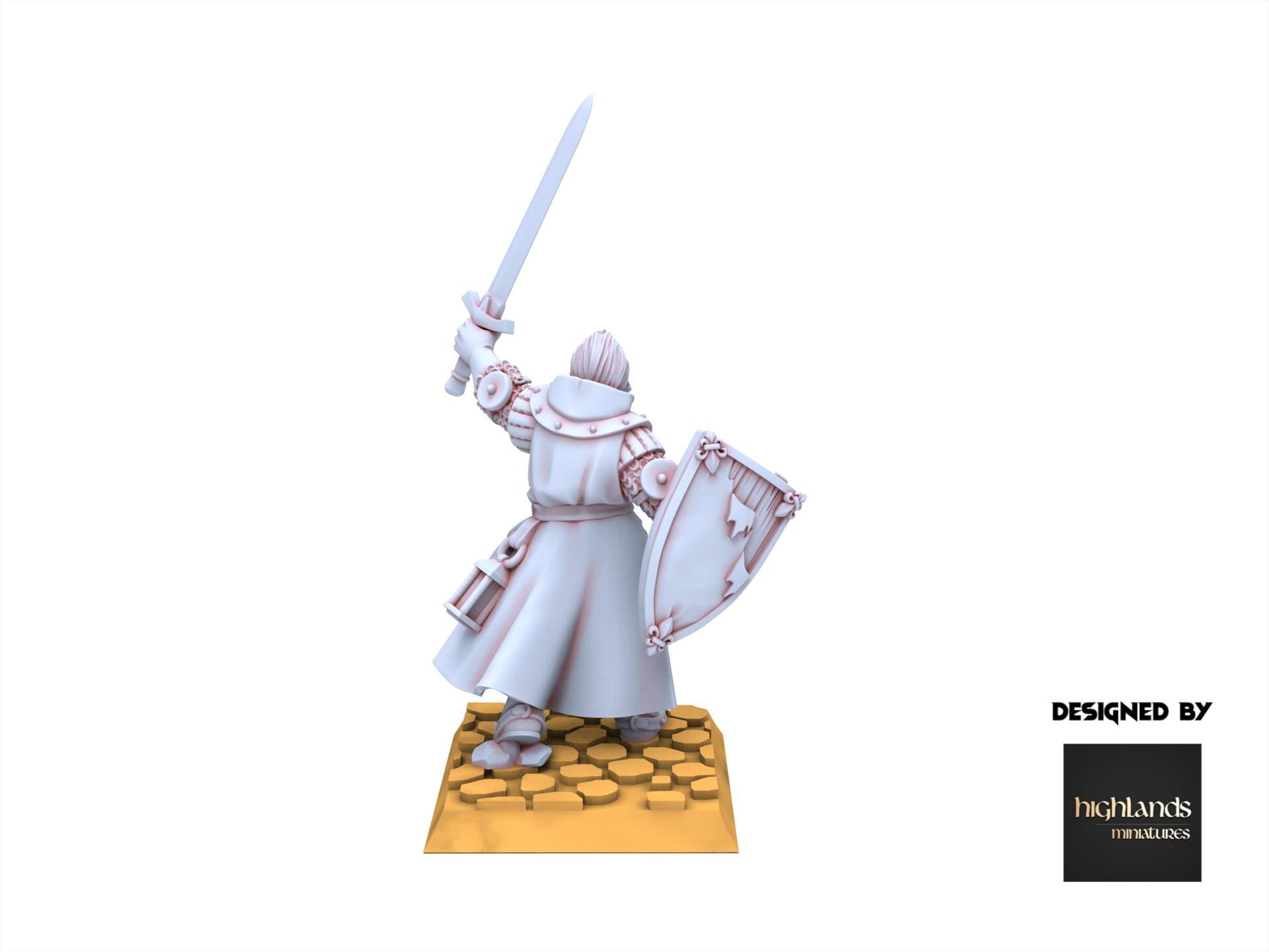 Arthurian Knights - Hero knight of Gallia, for Oldhammer, king of wars, 9th age, Highlands Miniatures