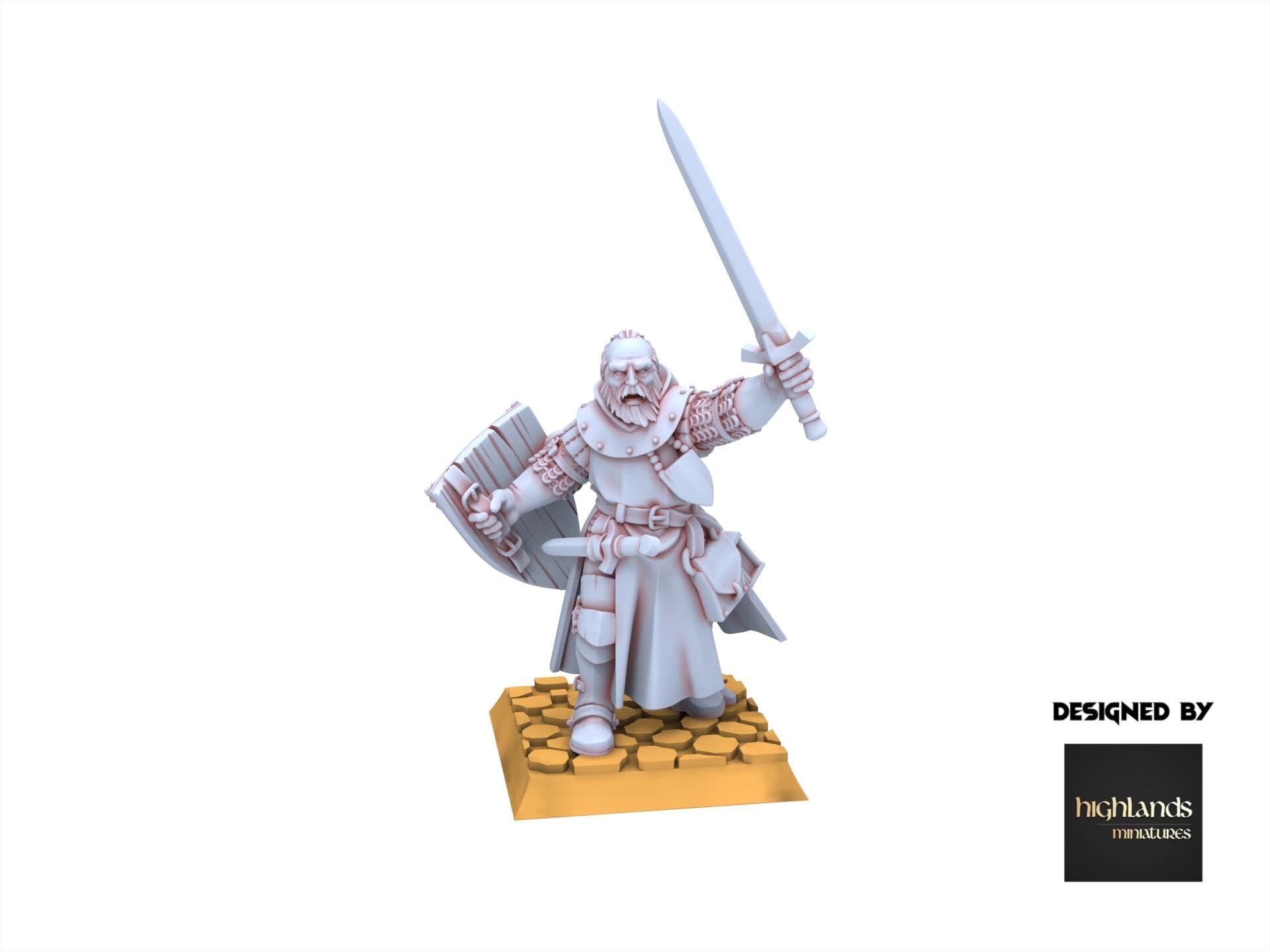 Arthurian Knights - Hero knight of Gallia, for Oldhammer, king of wars, 9th age, Highlands Miniatures