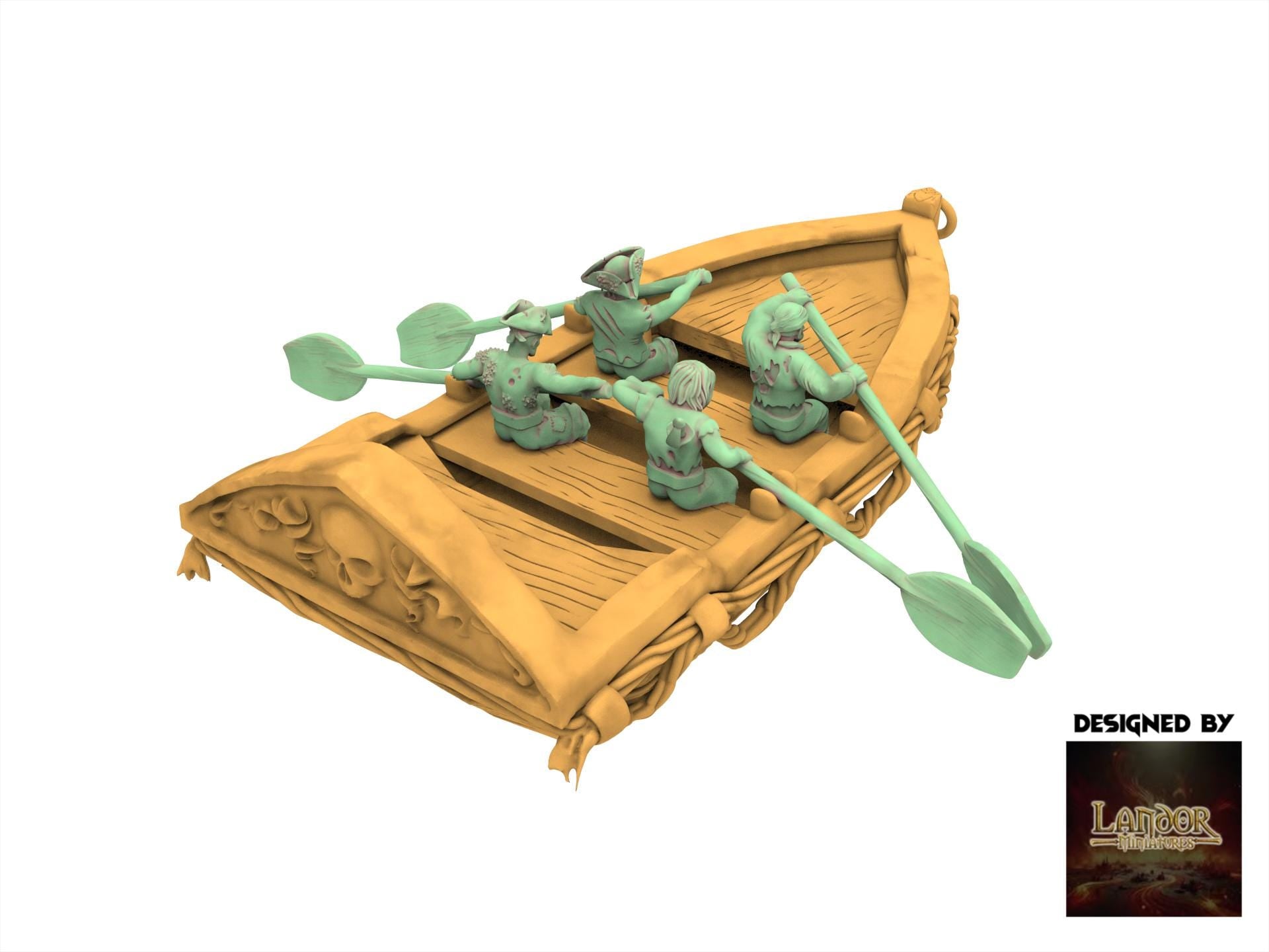 Zombie Pirates - Pirate Rowboat, The dreaded Zombie Pirates usable for 9th Age, Fantasy Battle, Oldhammer, King of war, D&D