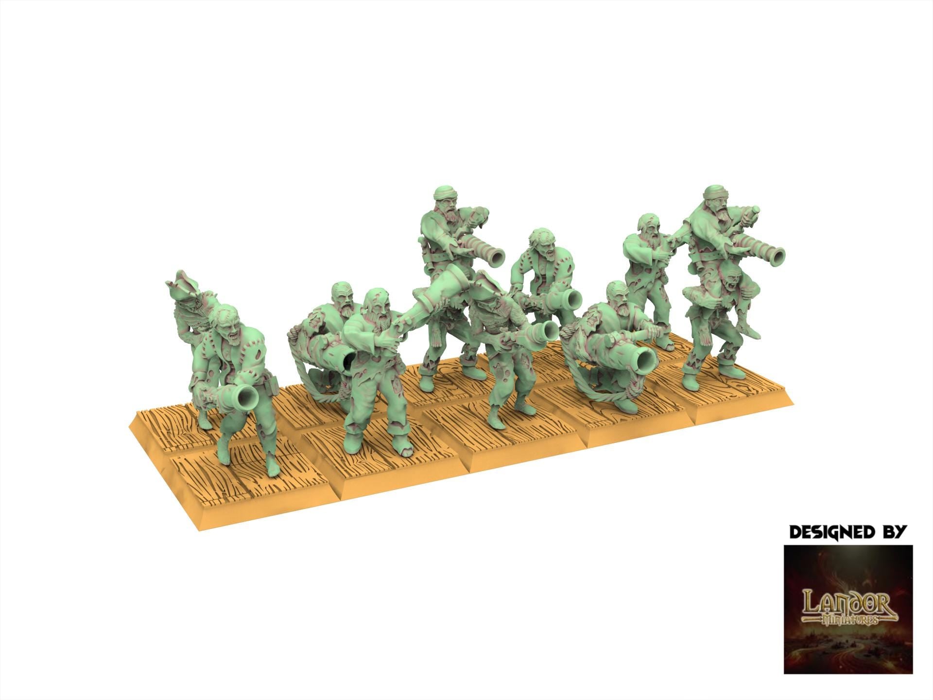 Zombie Pirates - Zombie Pirates Gunners, The dreaded Zombie Pirates usable for 9th Age, Fantasy Battle, Oldhammer, King of war, D&D