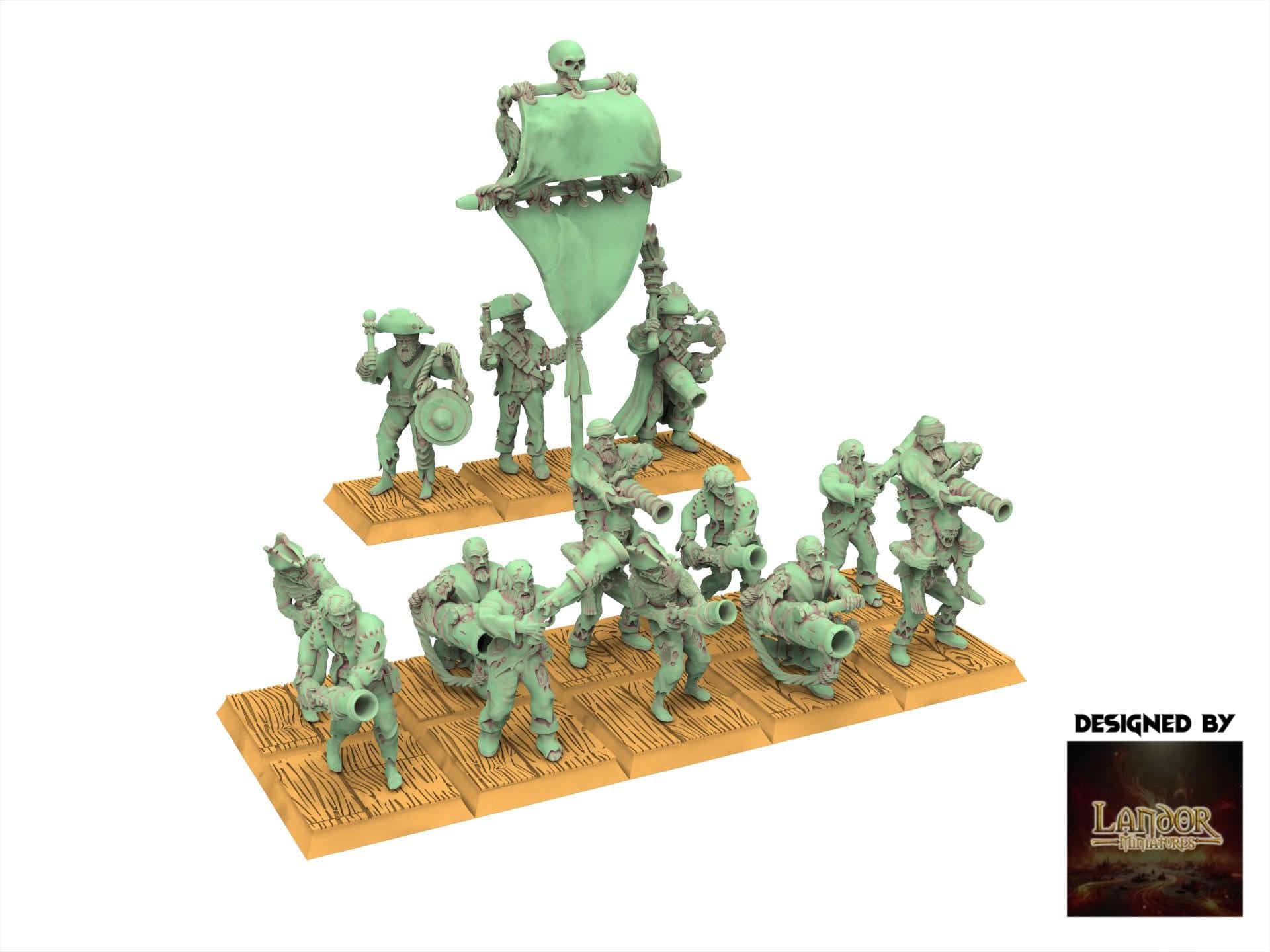 Zombie Pirates - Zombie Pirates Gunners, The dreaded Zombie Pirates usable for 9th Age, Fantasy Battle, Oldhammer, King of war, D&D